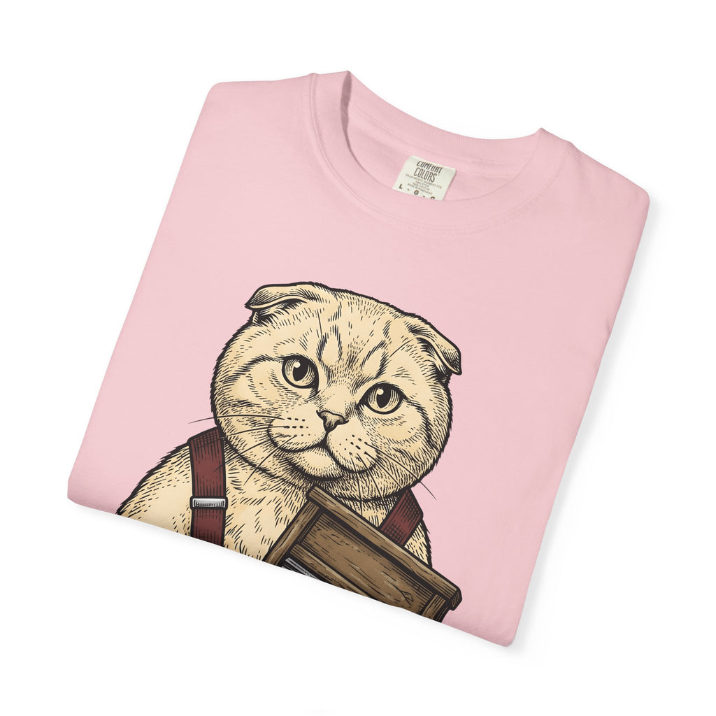 Scottish Fold Pussycat Shirt Cat Musical Items Gift Women Minimalist Tee Cat T-Shirt Cat Fan Simple Tshirt Music Graphic Outline Washboard