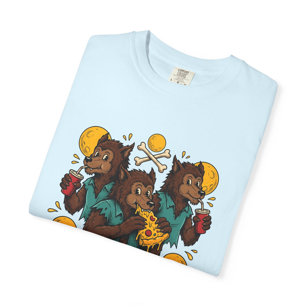 Werewolf Group Shirt Halloween Gastronomy Gift Women Animated Tee Wolf Pack T-Shirt Horror Fan Cartoon Tshirt Foodie Graphic Classic Slice