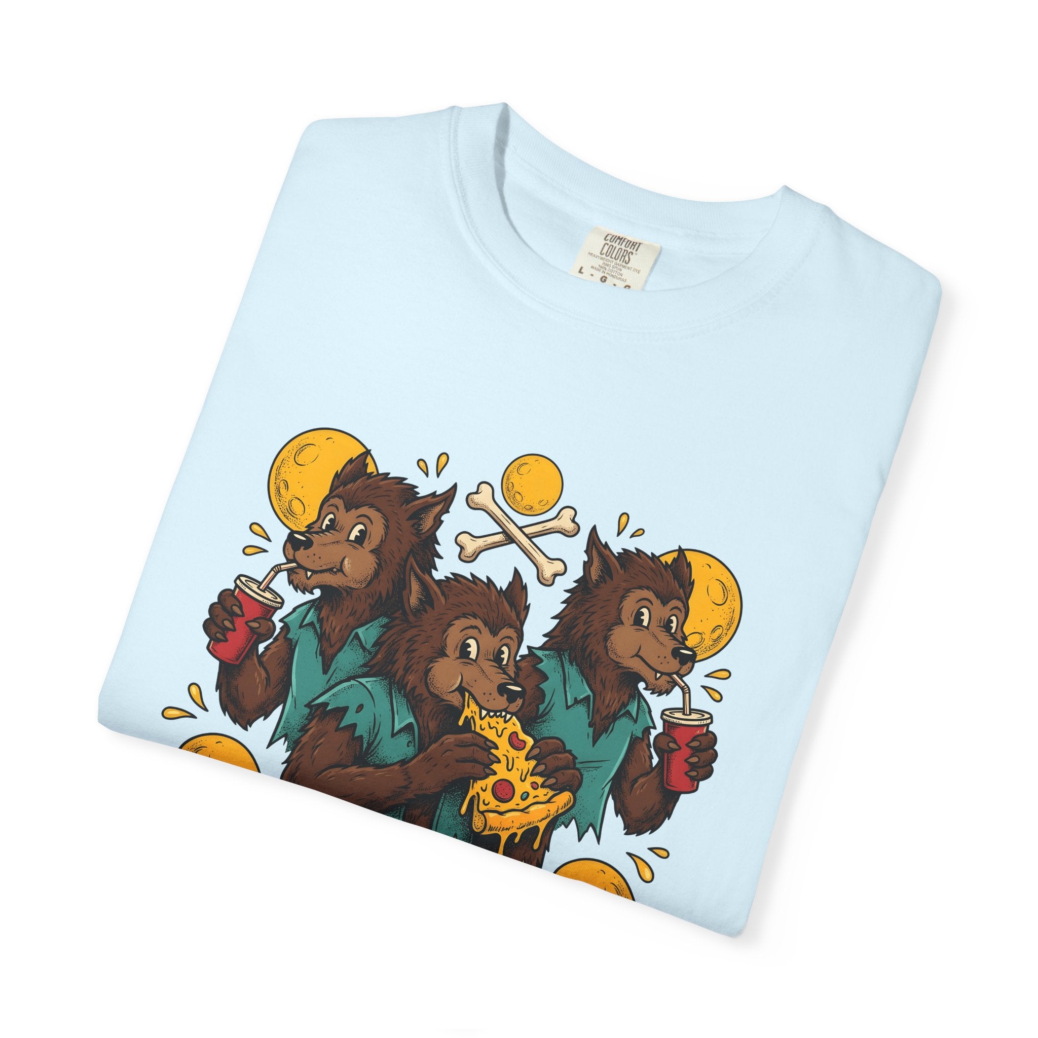 Werewolf Group Shirt Halloween Gastronomy Gift Women Animated Tee Wolf Pack T-Shirt Horror Fan Cartoon Tshirt Foodie Graphic Classic Slice