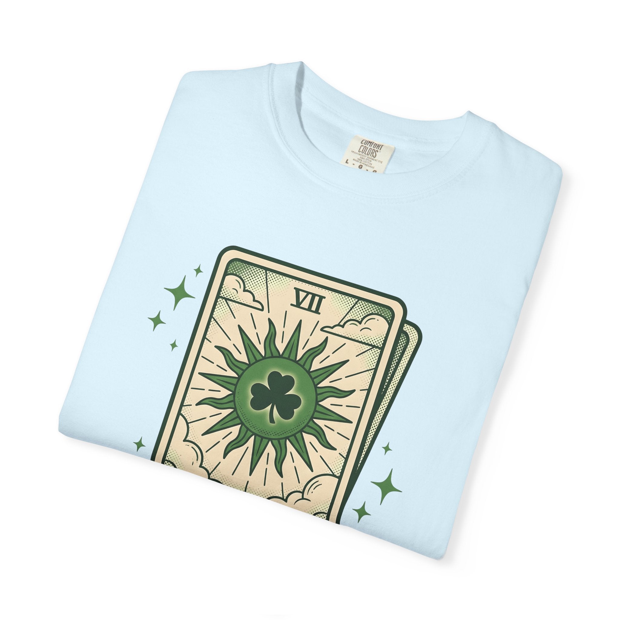 Tarot Card Clover Shirt St. Patrick's Day Luck Gift Women Vintage Tee Shamrock T-Shirt Irish Fan Retro Illustration Fortune Graphic Retro