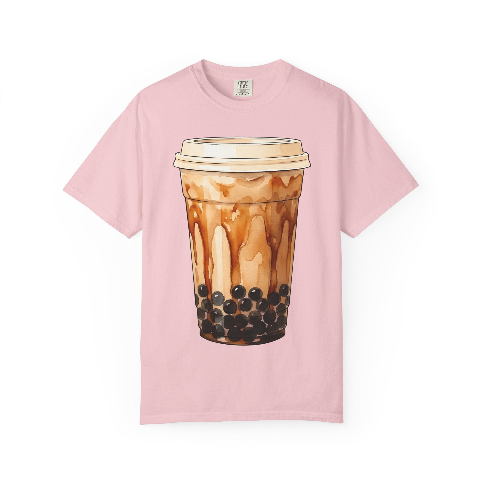 Bubble Tea Shirt Drinks Foodie Gift Women Watercolor Tee Boba T-Shirt Beverage Fan Tea Graphic Minimal Boba Pearls Tshirt