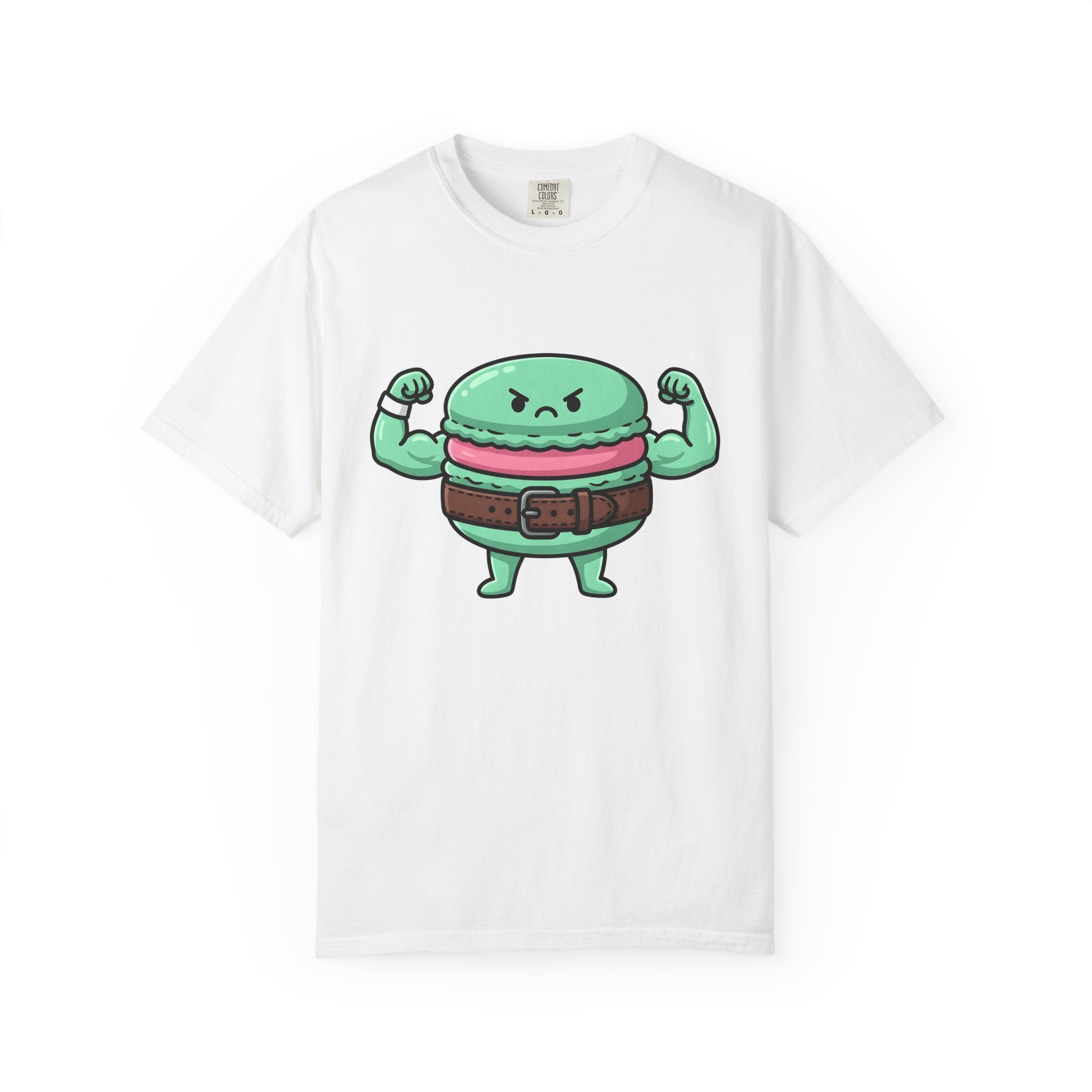 Buff Macaron Shirt Desserts Exercise Gift Women Charming Tee Macaroon T-Shirt Pastry Fan French Macaron Tshirt Fitness Graphic Animated