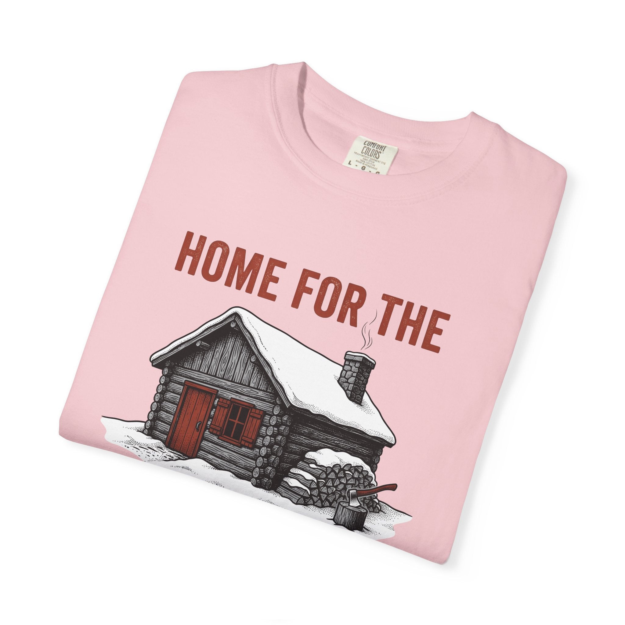 Log Cabin Shirt Christmas Winter Gift Women Vintage Tee Cabin T-Shirt Winter Fan Rustic Tshirt Frosty Graphic Hand Drawn Firewood Tshirt