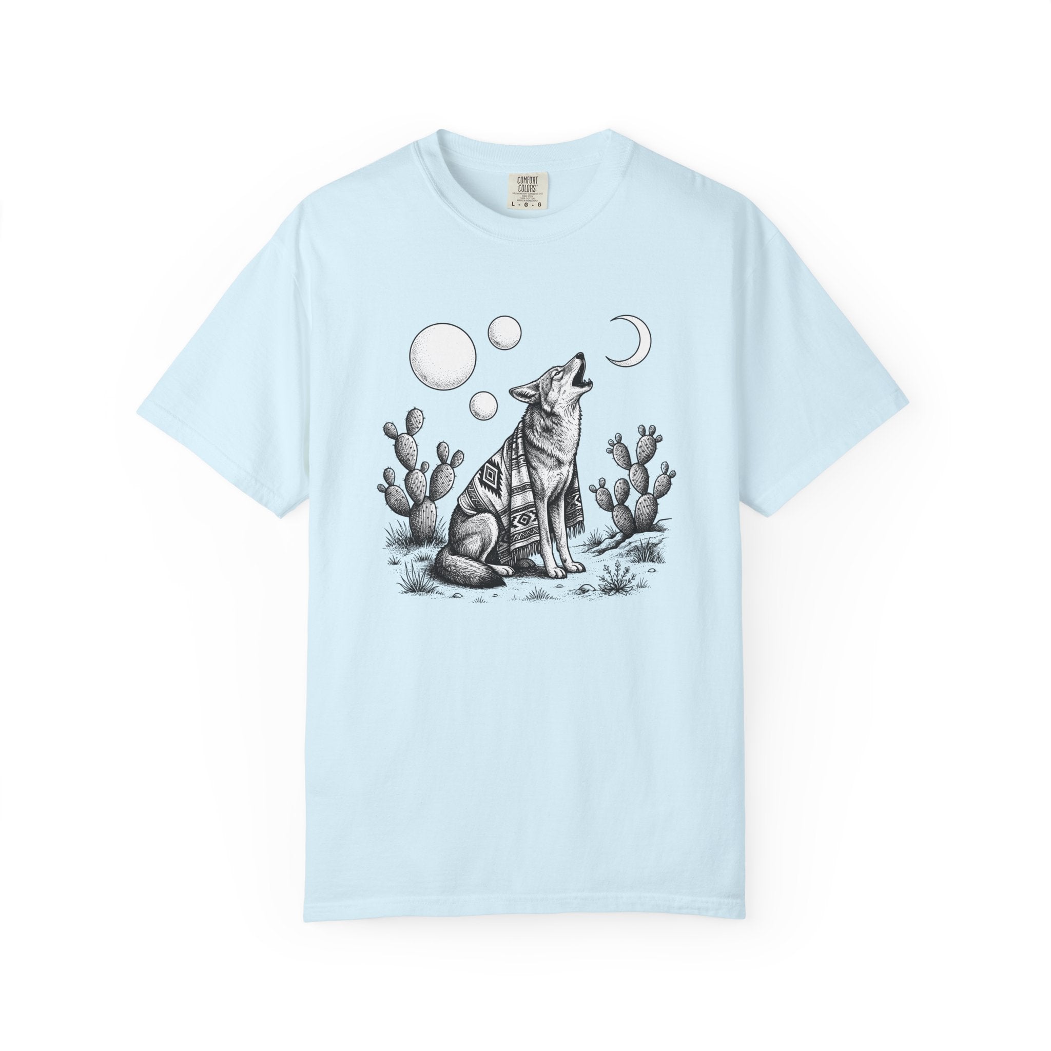 Coyote Graphic Shirt Boho Animal Gift Women Boho Tee Wolf T-Shirt Bohemian Fan Hippie Tshirt Wildlife Graphic Vintage Cactus Tshirt