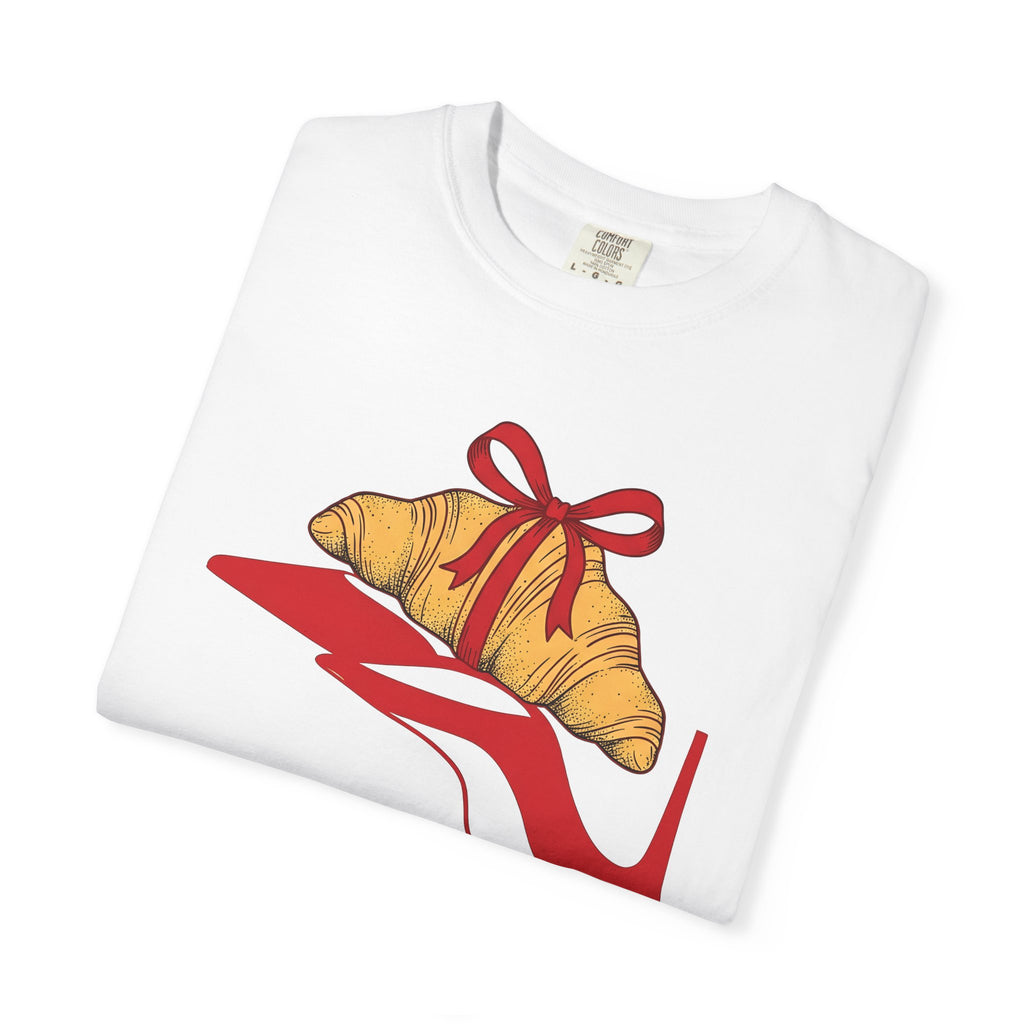 Croissant Gift Shirt Desserts Clothing Gift Women Cartoon Tee Pastry T-Shirt Dessert Fan Comic Tshirt Apparel Graphic Clean High Heel Shoe