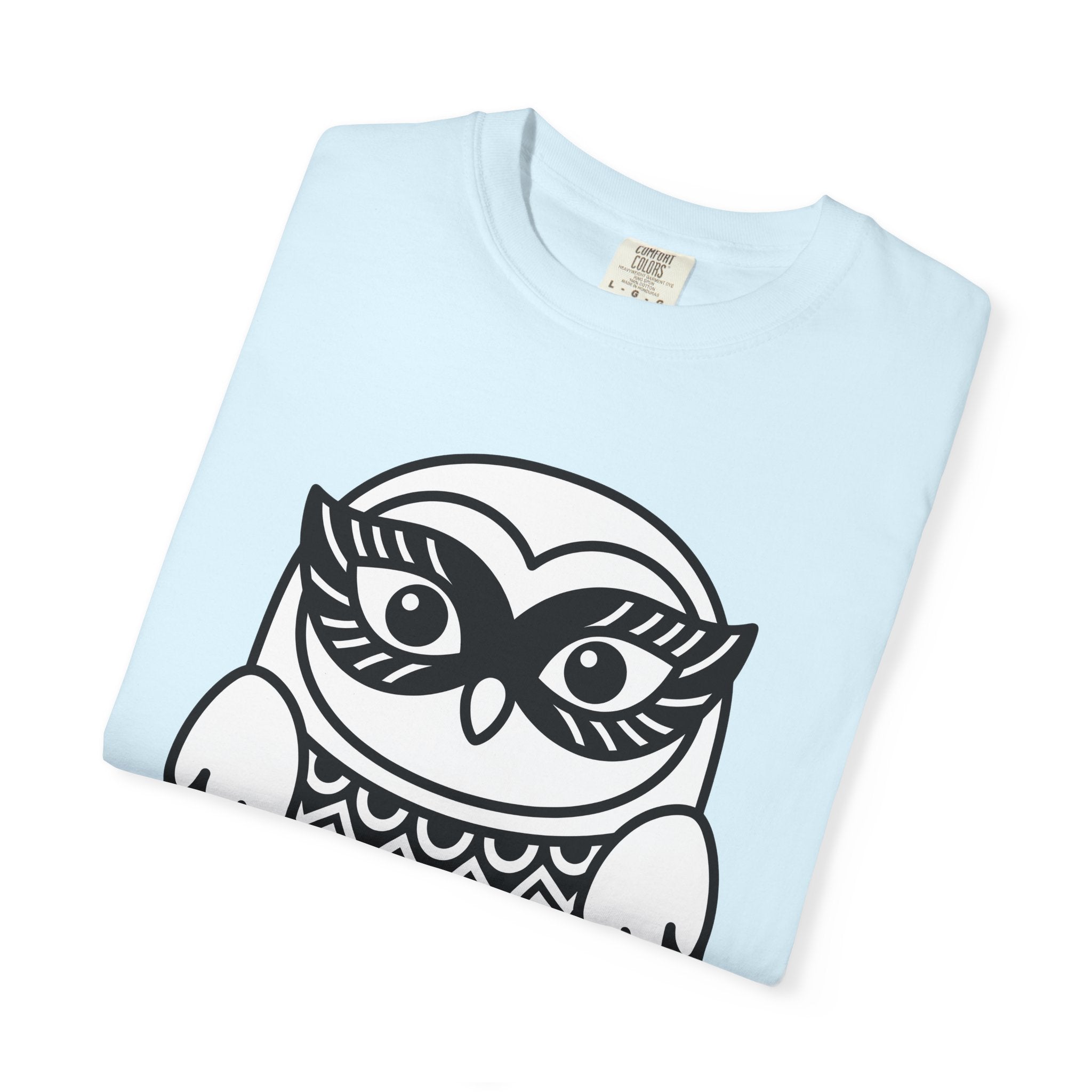 Owl Drawing Shirt Owl Nature Gift Women Folk Tee Hoot T-Shirt Owl Fan Primitive Tshirt Wilderness Graphic Clean Wave Stripes Tshirt