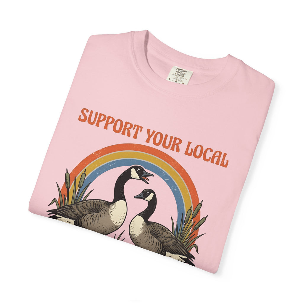Canada Geese Shirt Funny Wildlife Gift Women Retro Tee Goose T-Shirt Humor Fan Vintage Tshirt Animal Graphic Hand Drawn Rainbow Tshirt