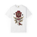 Rose Cowboy Hat Shirt Western Floral Gift Women Tattoo Tee Cowboy Hat T-Shirt Rodeo Fan Tattooed Tshirt Flower Graphic Vintage Wings Tshirt