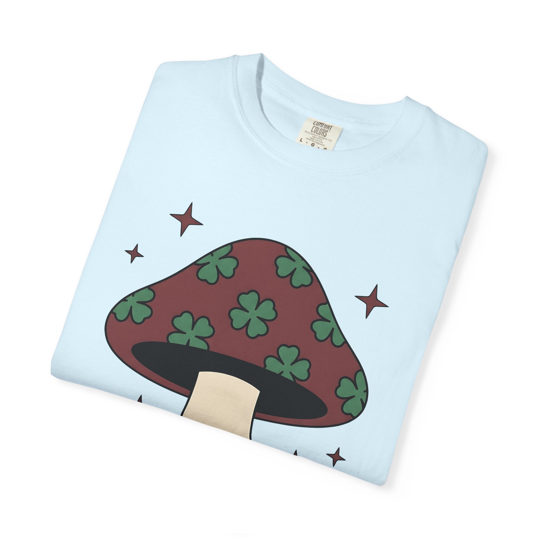 Four Leaf Mushroom Shirt St Patrick's Day Plants Gift Women Retro Tee Shroom T-Shirt Luck Fan Vintage Tshirt Fungi Graphic Simple Glimmers