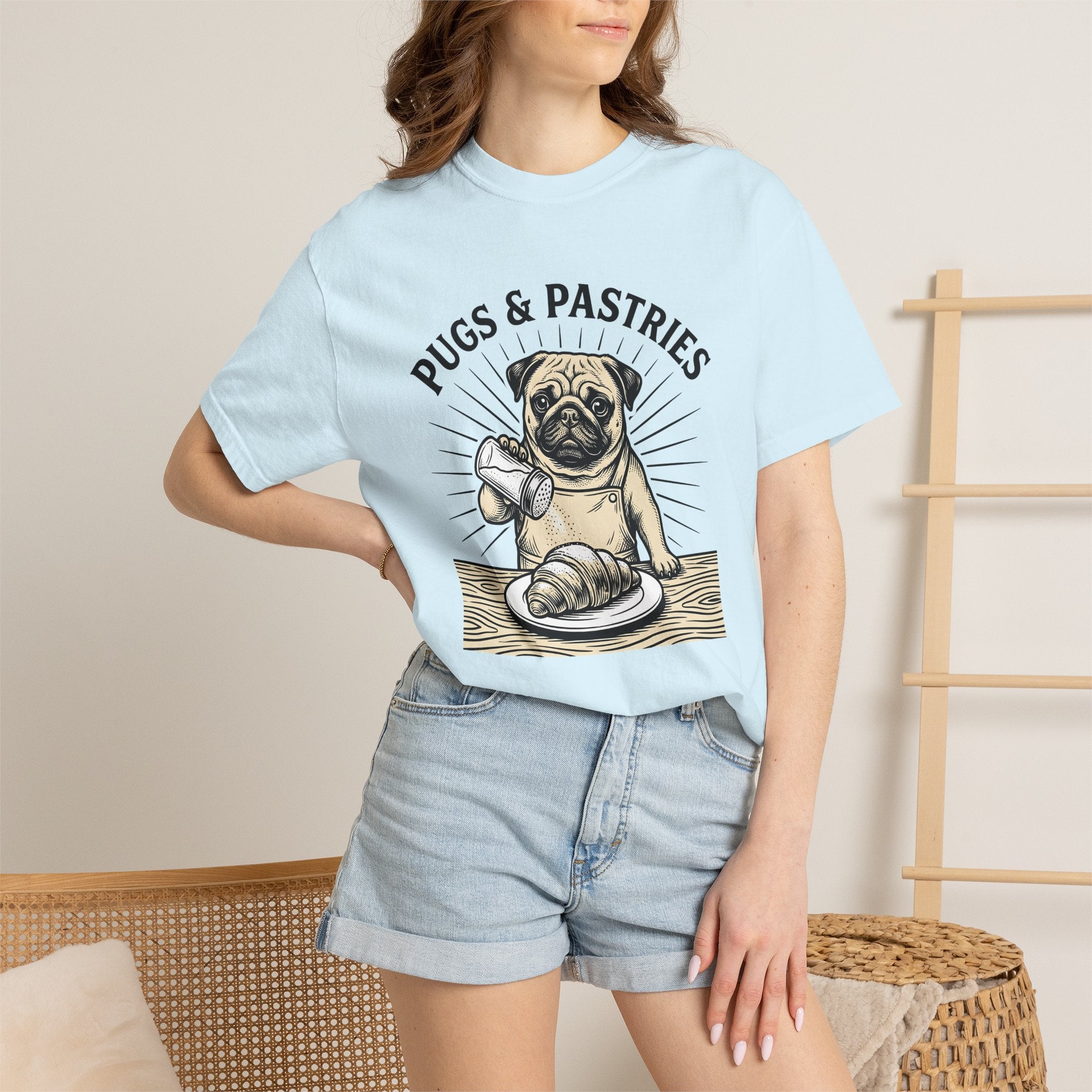 Pug Cupcake Shirt Coffee Pet Gift Women Retro Tee Cupcake T-Shirt Coffee Fan Caffeine Tshirt Dog Graphic Sketch Turnover Tshirt
