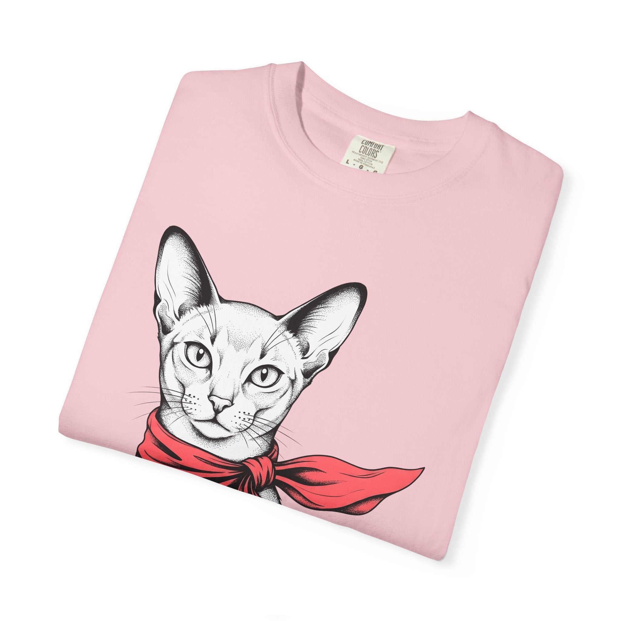 Sphynx Kitty Shirt Cat Outfit Gift Women Cartoon Tee Cat T-Shirt Feline Fan Cartoonish Tshirt Fashion Graphic Basic Muffler Tshirt