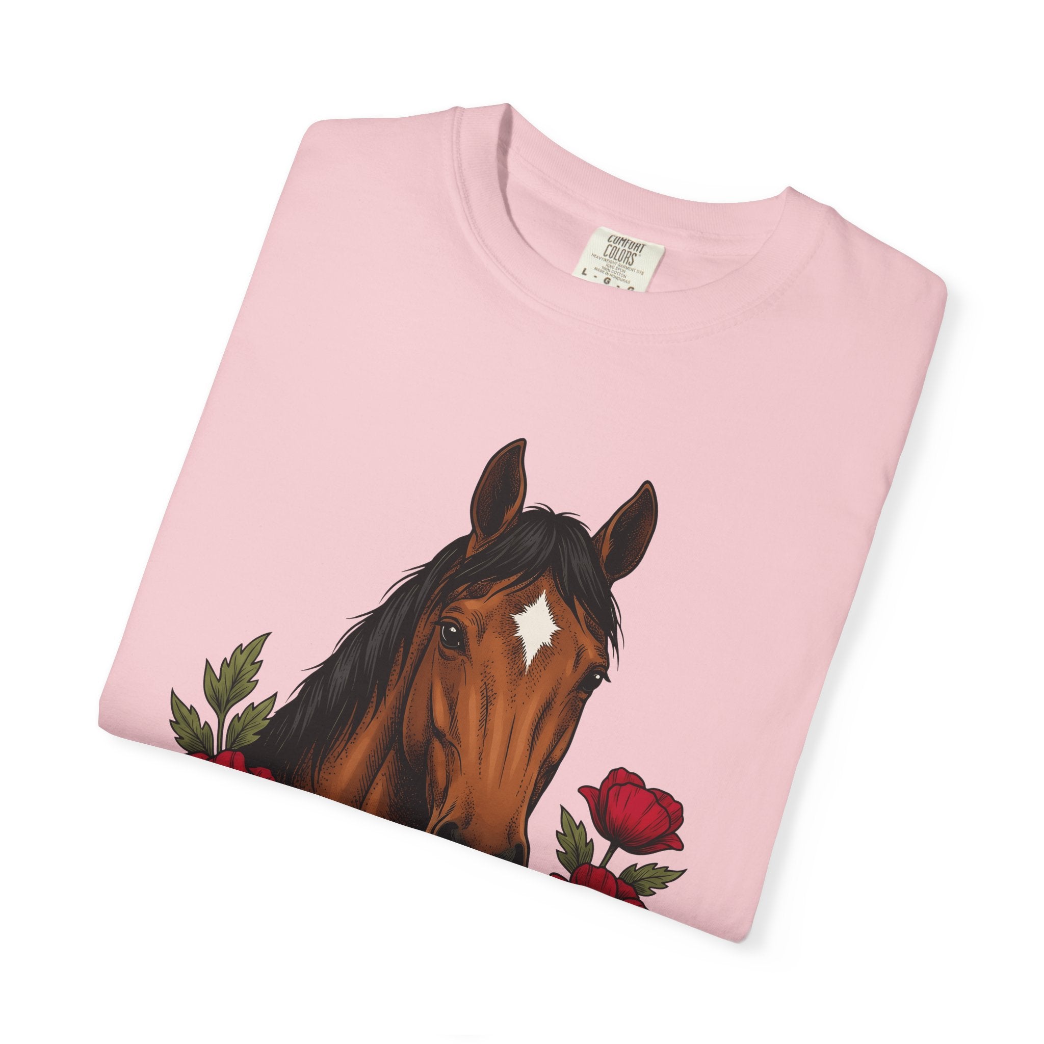 Horse Blossom Shirt Boho Chic Creature Gift Women Tribal Tee Mare T-Shirt Bohemian Fan Ethnic Tshirt Beast Graphic Hand Drawn Poppy Petal