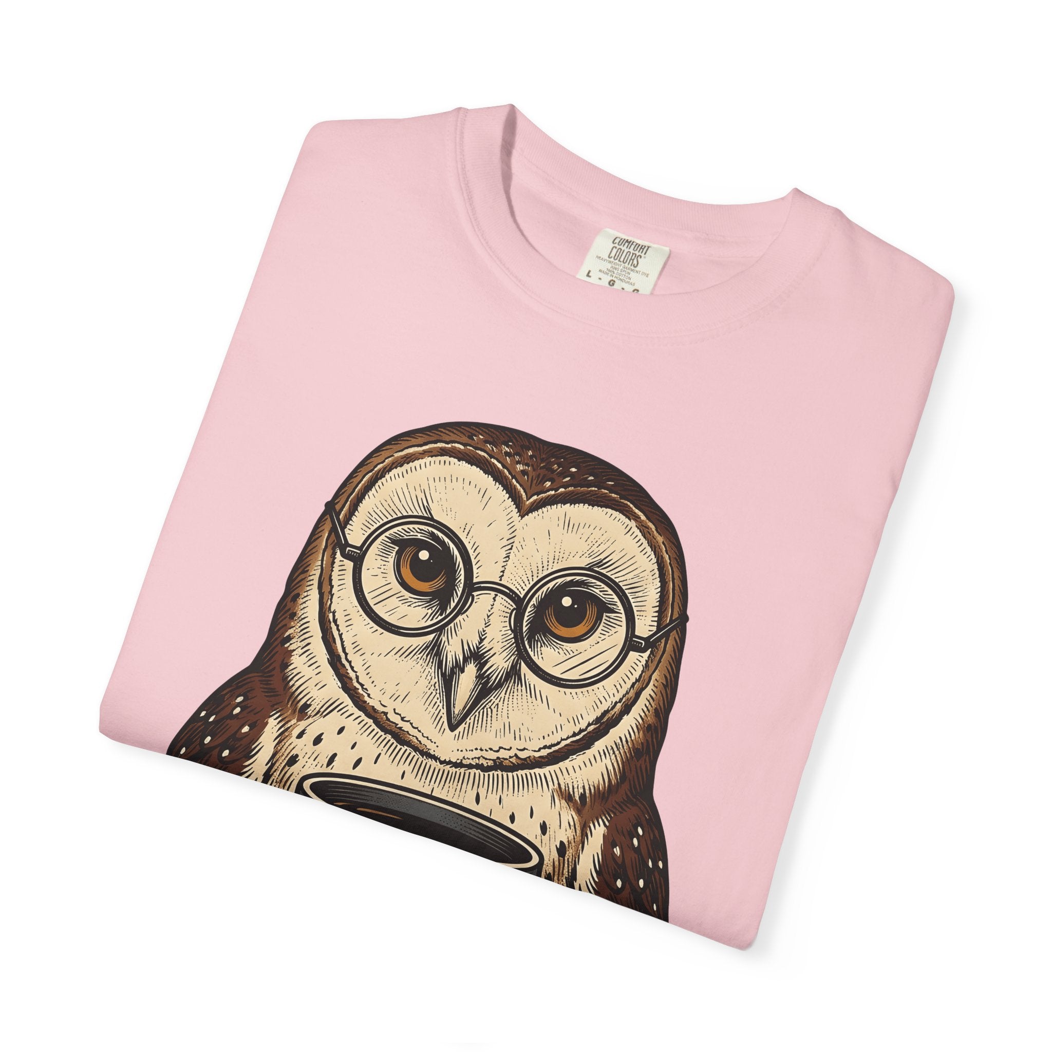 Owl Tea Cup Shirt Tea Animal Gift Women Vintage Tee Teacup T-Shirt Tea Fan Retro Tshirt Wildlife Graphic Hand Drawn Glasses Tshirt