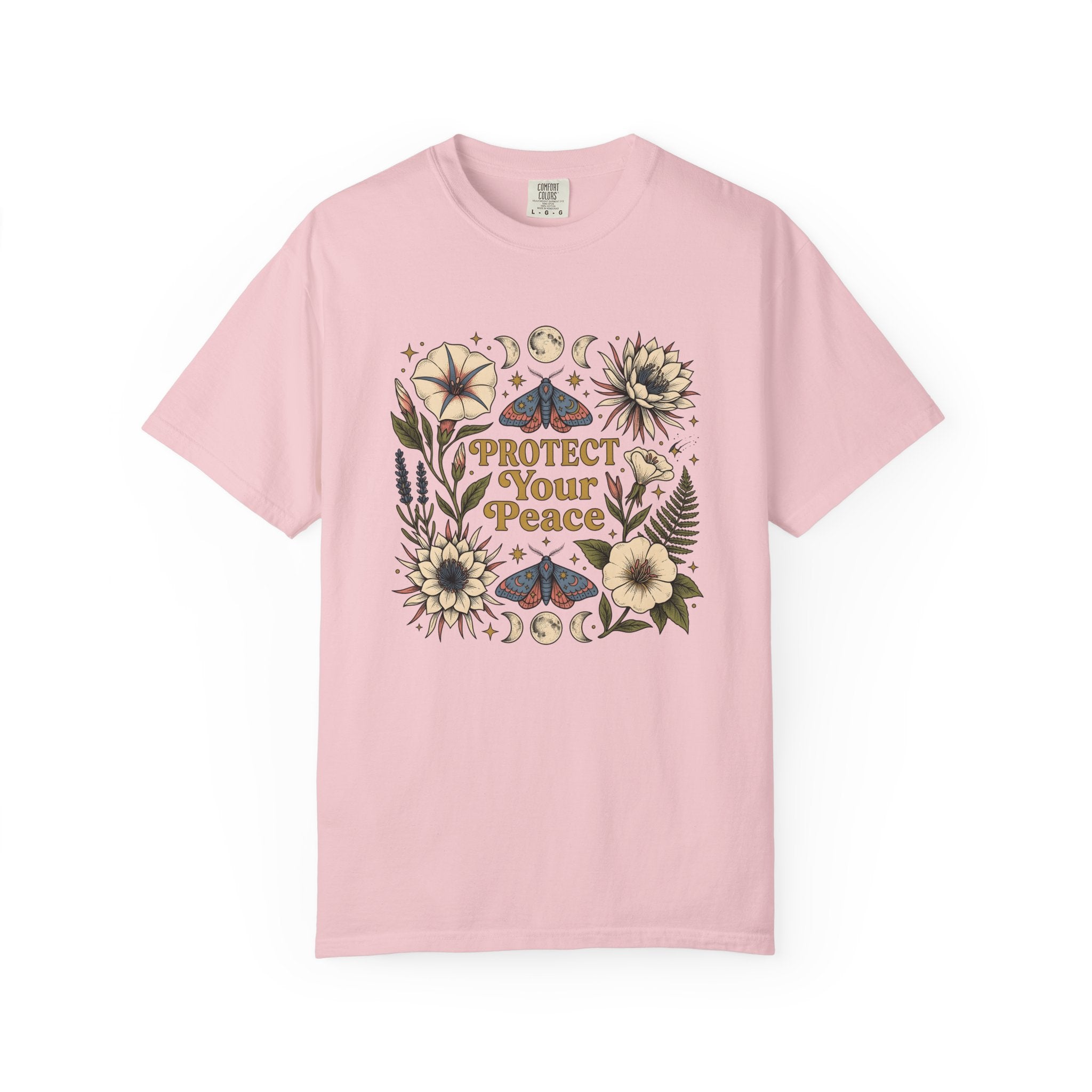 Blossom Moth Shirt Cottagecore Wildlife Gift Women Folk Tee Moth T-Shirt Cottagecore Fan Naive Tshirt Animal Graphic Rustic Moon Cycle
