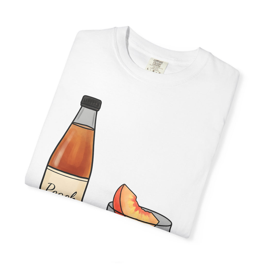 Peach Drink Shirt Fruit Food Gift Women Hand Drawn Tee Bellini T-Shirt Fruit Fan Illustrated Graphic Tshirt Minimalist Fruit Slice Tshirt