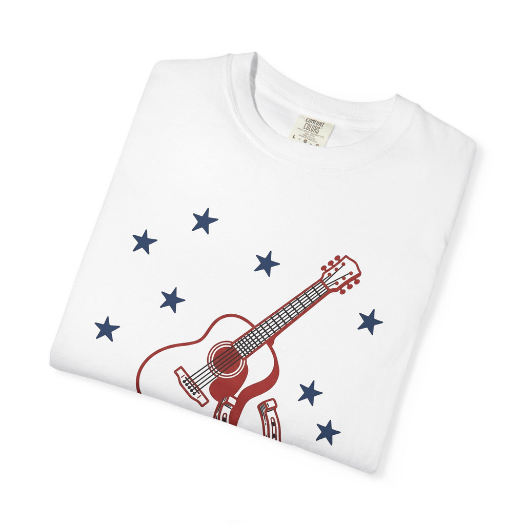 Guitar Horseshoe Shirt America Farm Gift Women Vintage Tee Horseshoe T-Shirt American Fan Vintage Tshirt Ranch Graphic Hand Drawn Star