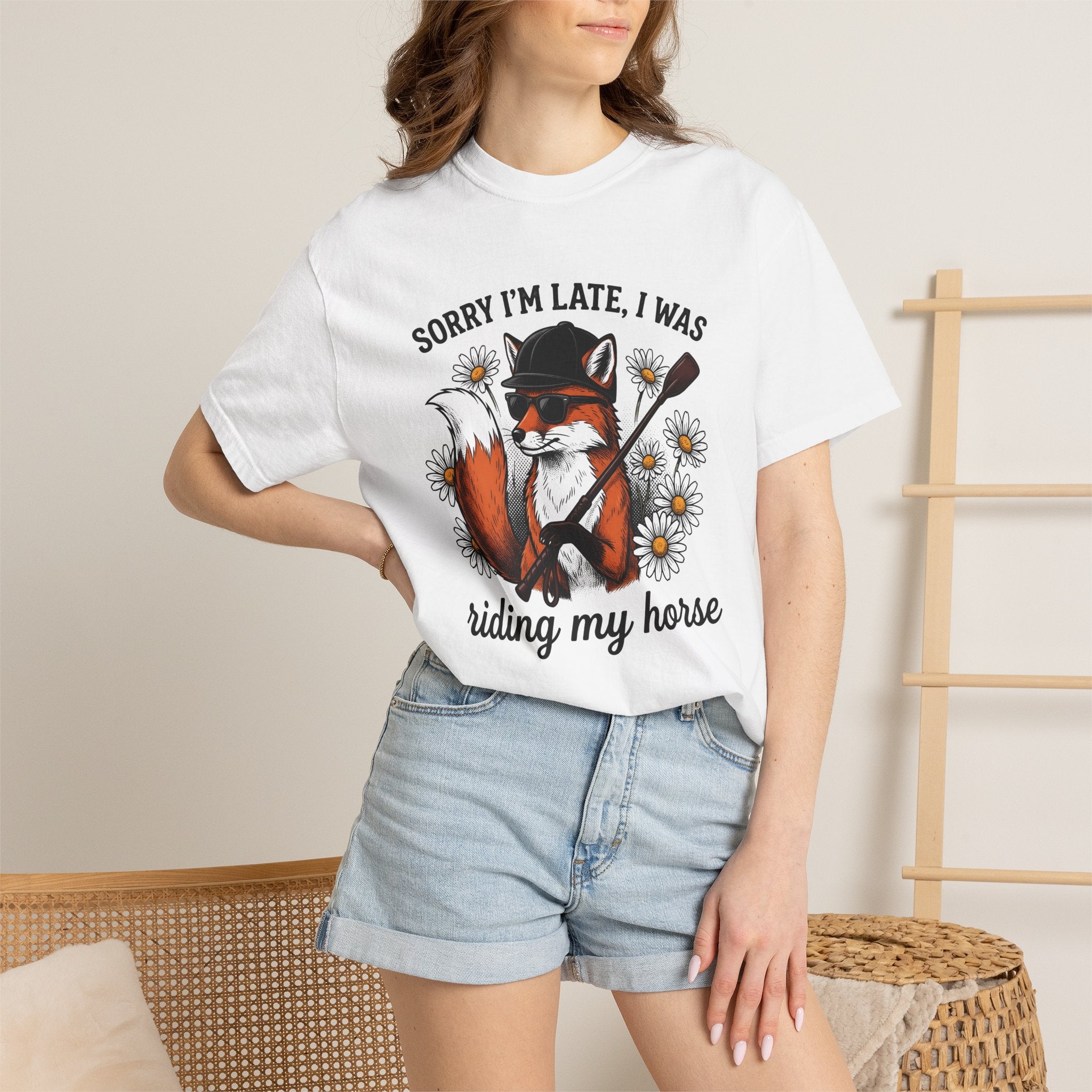 Fox Pony Shirt Equestrian Nature Gift Women Line Art Tee Pony T-Shirt Horseback Fan Drawing Graphic Sketch Blossoms Tshirt