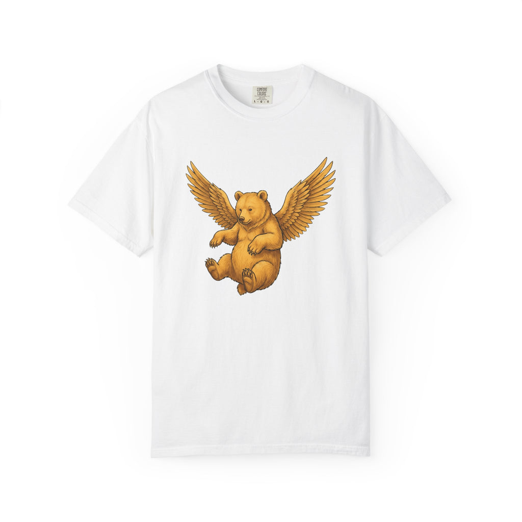 Angel Bear Shirt Animals Mythical Gift Women Line Art Tee Teddy Bear T-Shirt Creature Fan Fantasy Tshirt Mythical Graphic Rustic Quill