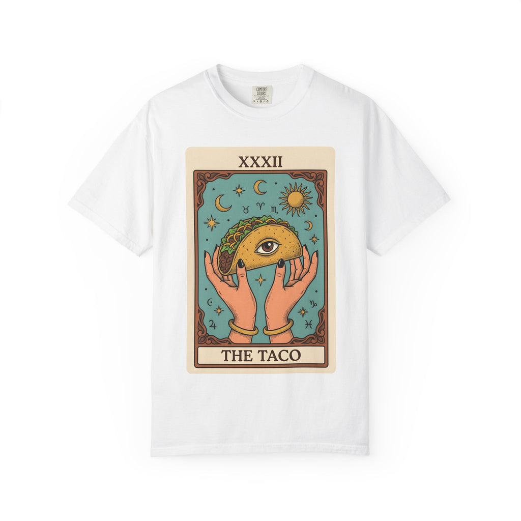 Taco Fortune Card Shirt Funny Meal Gift Women Fantasy Tee Tarot Card T-Shirt Humor Fan Mystical Tshirt Food Graphic Hand Drawn Sunburst