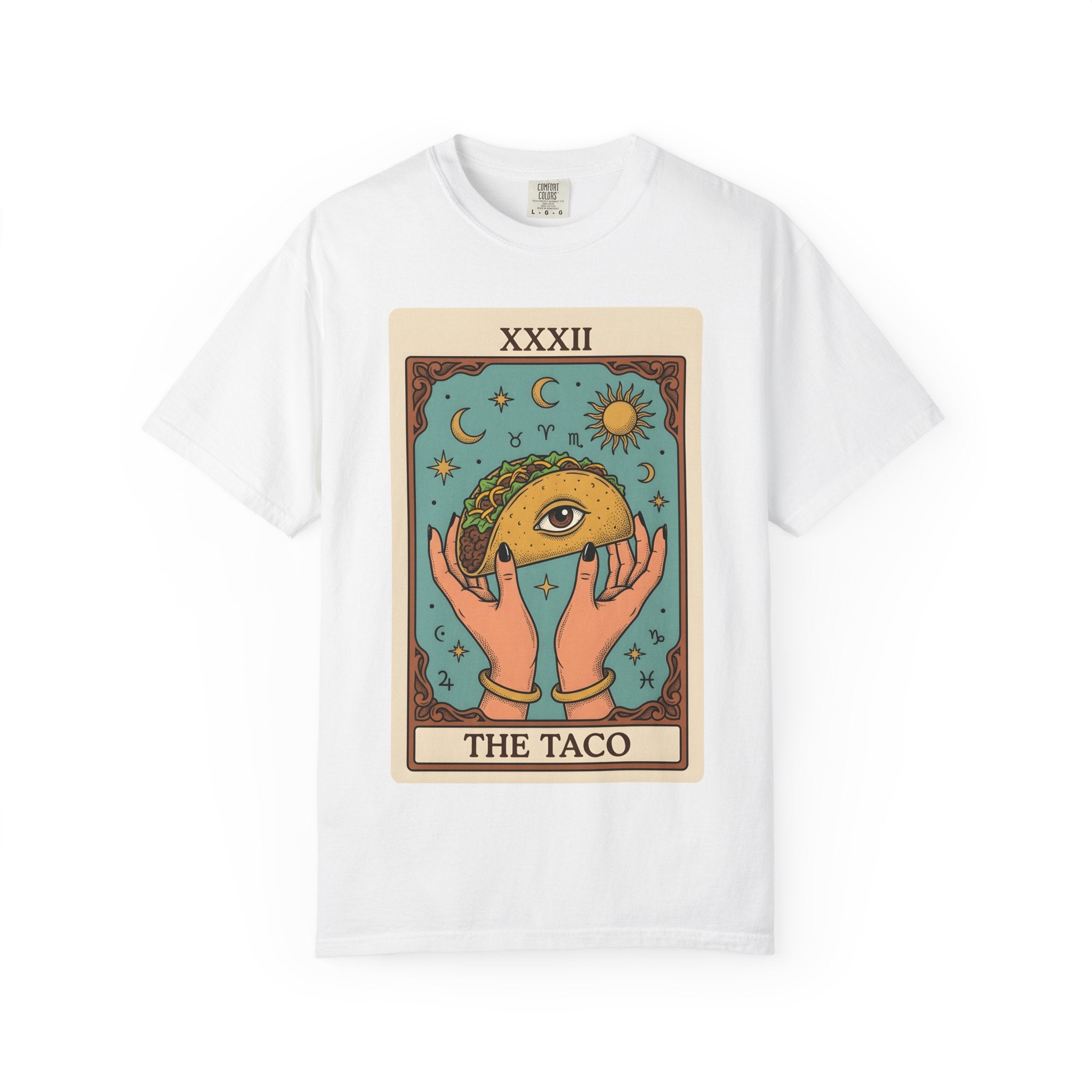 Taco Fortune Card Shirt Funny Meal Gift Women Fantasy Tee Tarot Card T-Shirt Humor Fan Mystical Tshirt Food Graphic Hand Drawn Sunburst