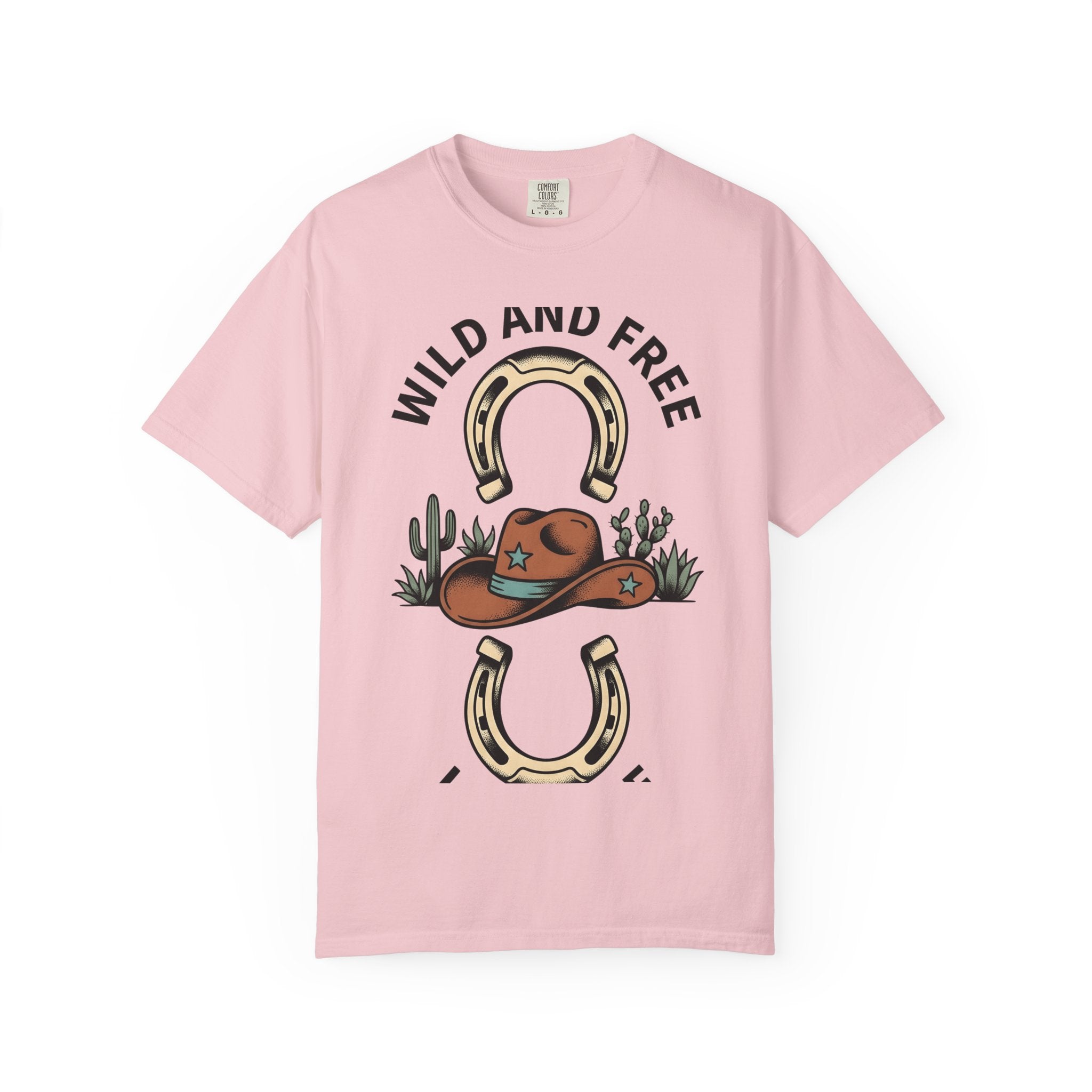 Cowboy Hat Shirt Cowgirl Ranch Gift Women Old West Tee Stetson T-Shirt Cowboy Fan Western Tshirt Farm Graphic Hand Drawn Horseshoe Tshirt