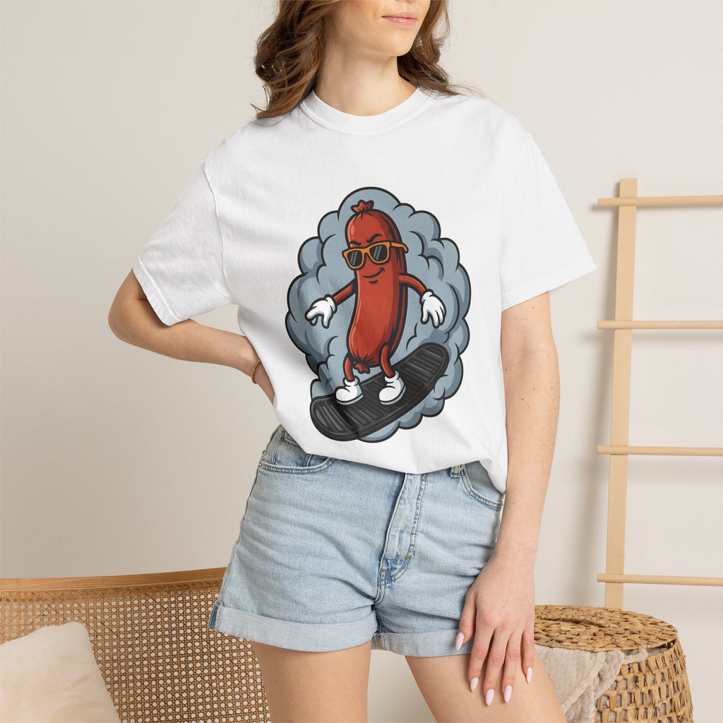 Kielbasa Skateboard Shirt Sports Recipe Gift Women Doodle Tee Skateboard T-Shirt Athlete Fan Hand Drawn Tshirt Cooking Graphic Vibrant Cool