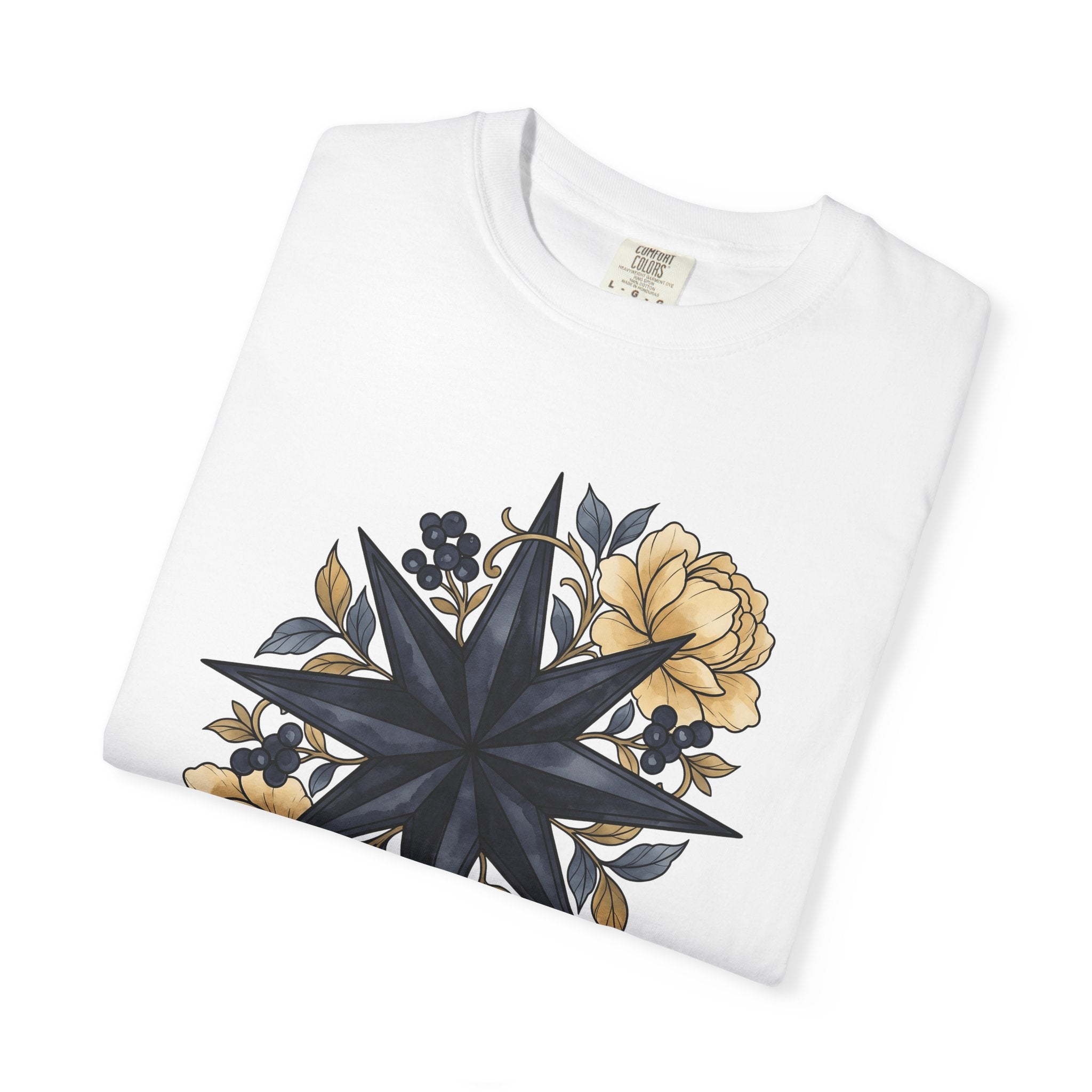 Compass Rose Shirt Boho Chic Plants Gift Women Floral Tee Wind Rose T-Shirt Bohemian Fan Floral Art Tshirt Botanical Graphic Watercolor