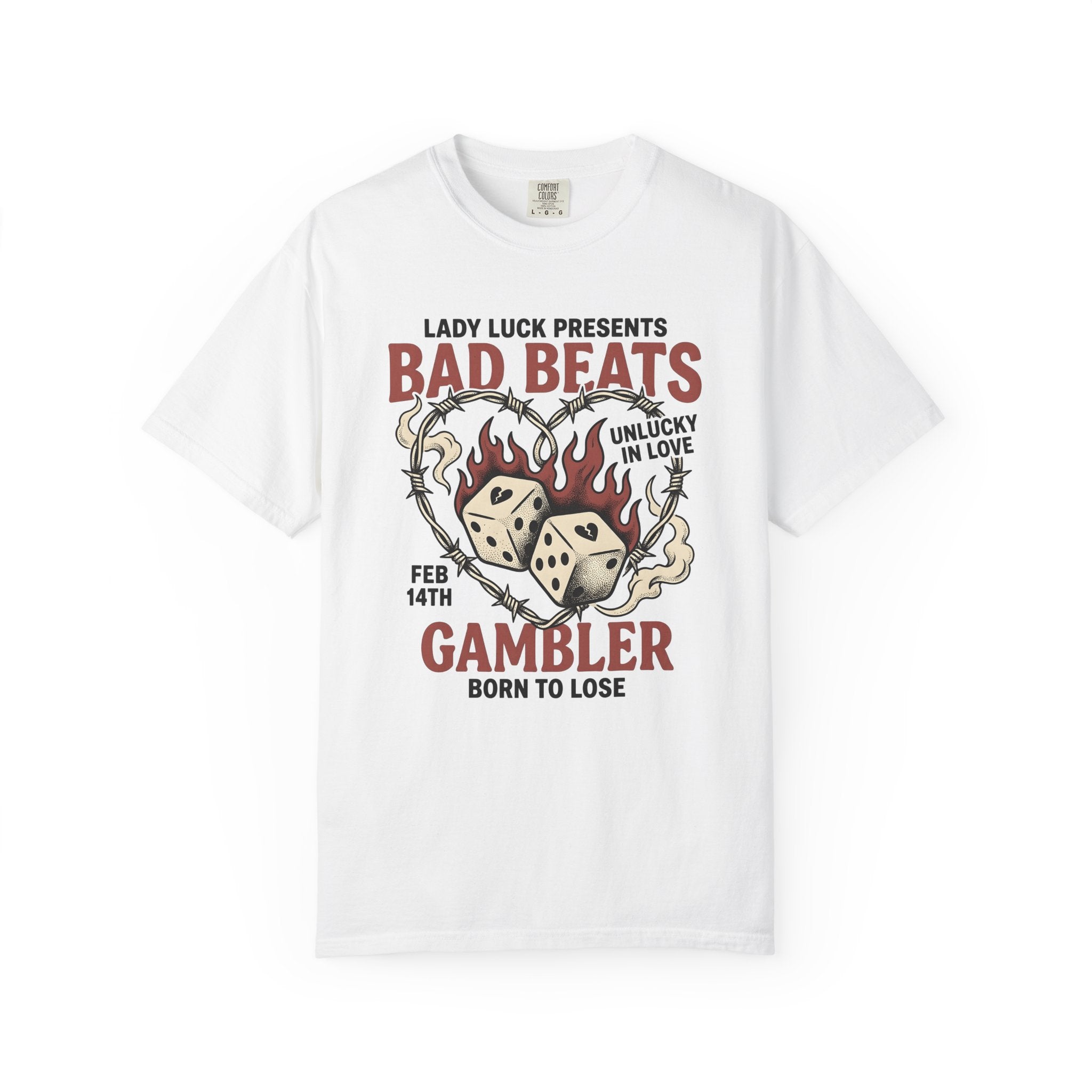 Dice Heart Shirt Valentines Day Gambler Gift Women Tattoo Tee Heart Dice T-Shirt Valentine Fan Ink Tshirt Betting Graphic Vintage Flames