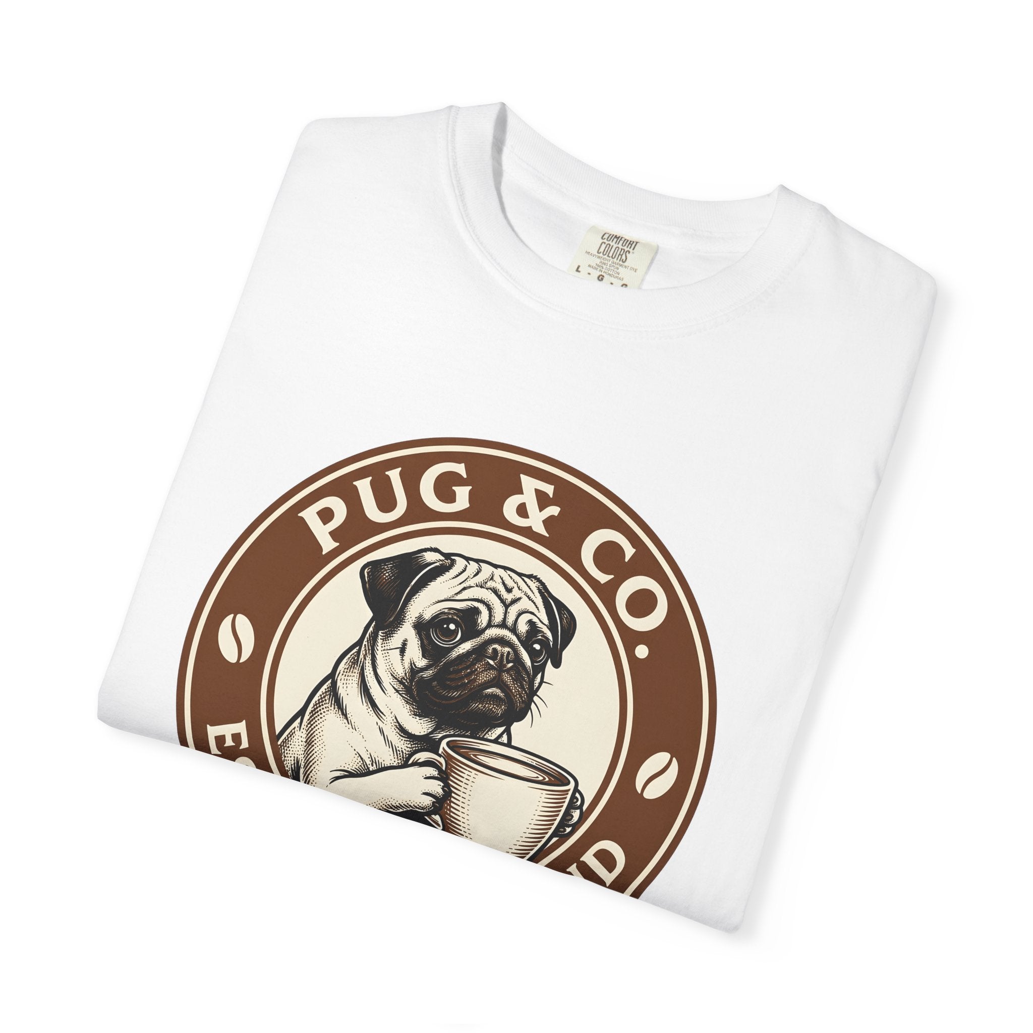Pug Coffee Cup Shirt Coffee Dog Gift Women Vintage Tee Coffee Mug T-Shirt Coffee Fan Retro Tshirt Canine Graphic Hand Drawn Coffee Beans