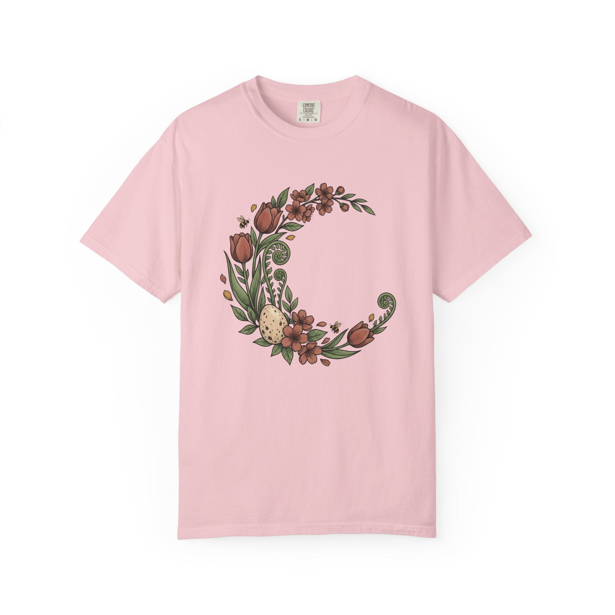Bloom Egg Shirt Spring Festivity Gift Women Natural Tee Easter Egg T-Shirt Springtime Fan Organic Tshirt Celebration Graphic Sketch Insect
