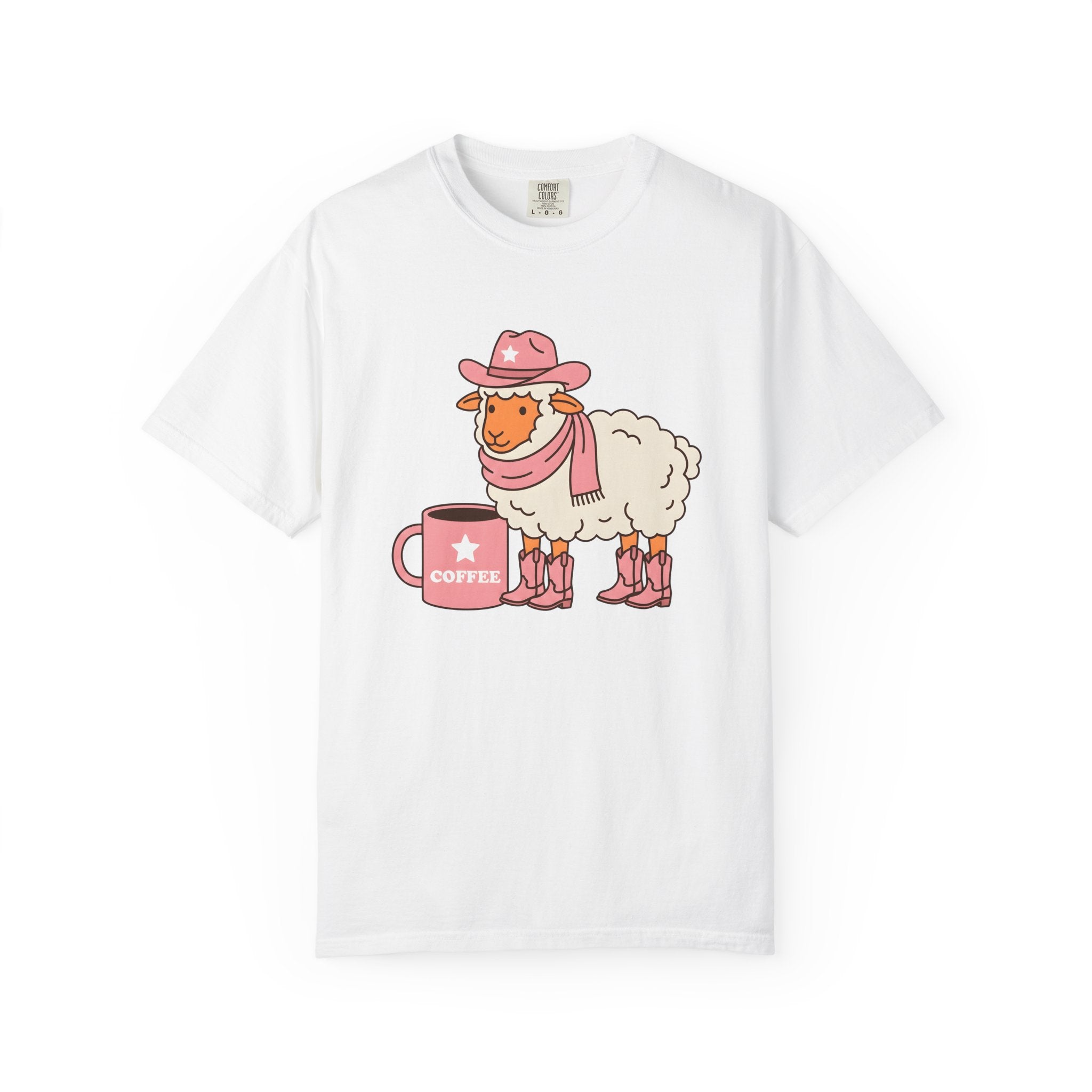 Cowgirl Sheep Shirt Coffee Animal Gift Women Kawaii Tee Shepherd T-Shirt Coffee Fan Cute Tshirt Creature Graphic Cartoon Coffee Mug Tshirt