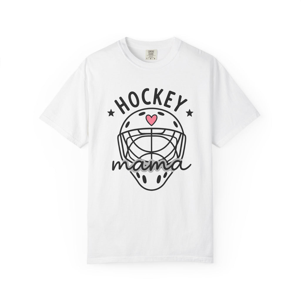 Hockey Helmet Shirt Moms Sports Gift Women Cute Tee Hockey Mask T-Shirt Mom Fan Hockey Mom Graphic Illustration Hand Drawn Heart Tshirt