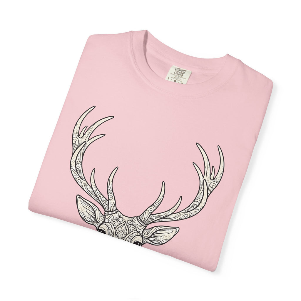 Deer Head Shirt Boho Chic Wildlife Gift Women Floral Tee Buck T-Shirt Bohemian Fan Botanical Tshirt Animal Graphic Sketch Horns Tshirt