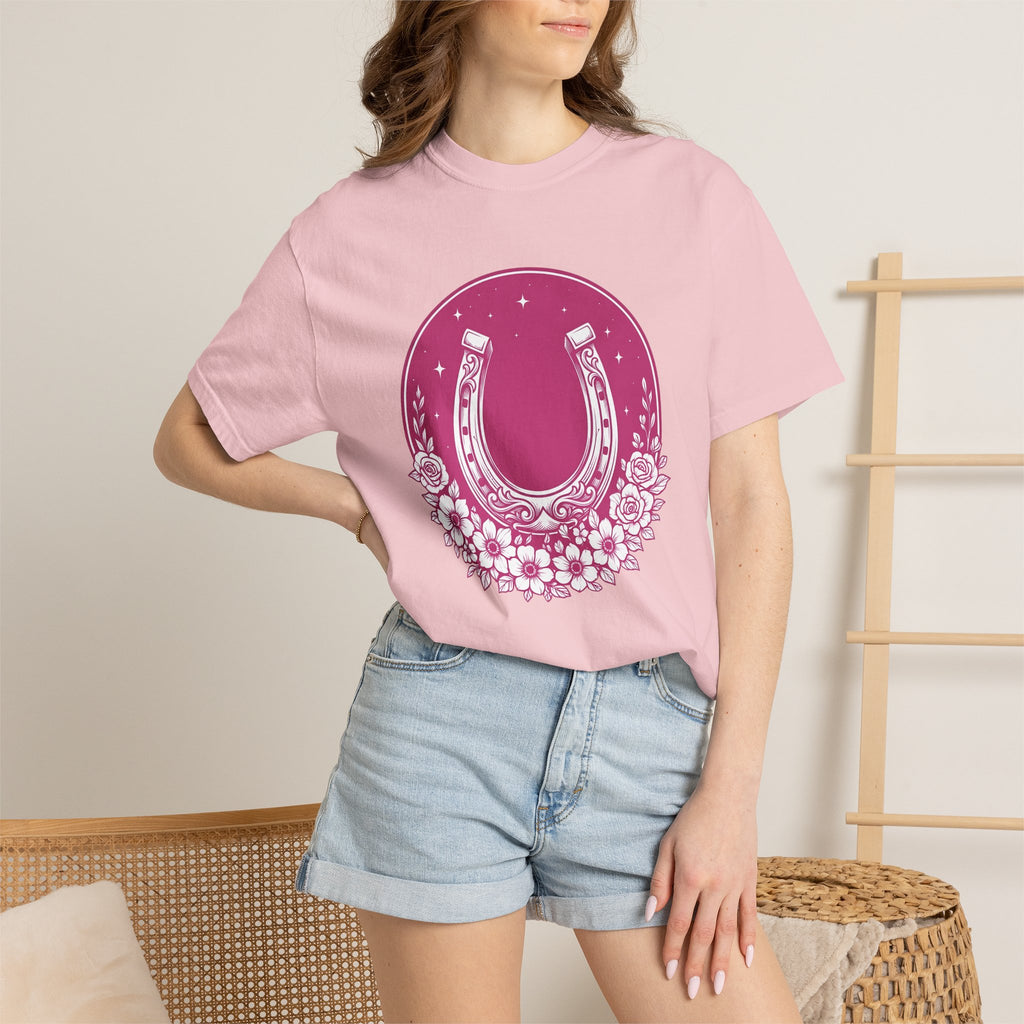 Floral Horseshoe Shirt Cowgirl Rodeo Gift Women Hippie Tee Horseshoe T-Shirt Cowgirl Fan Bohemian Tshirt Rodeo Graphic Antique Shining Star
