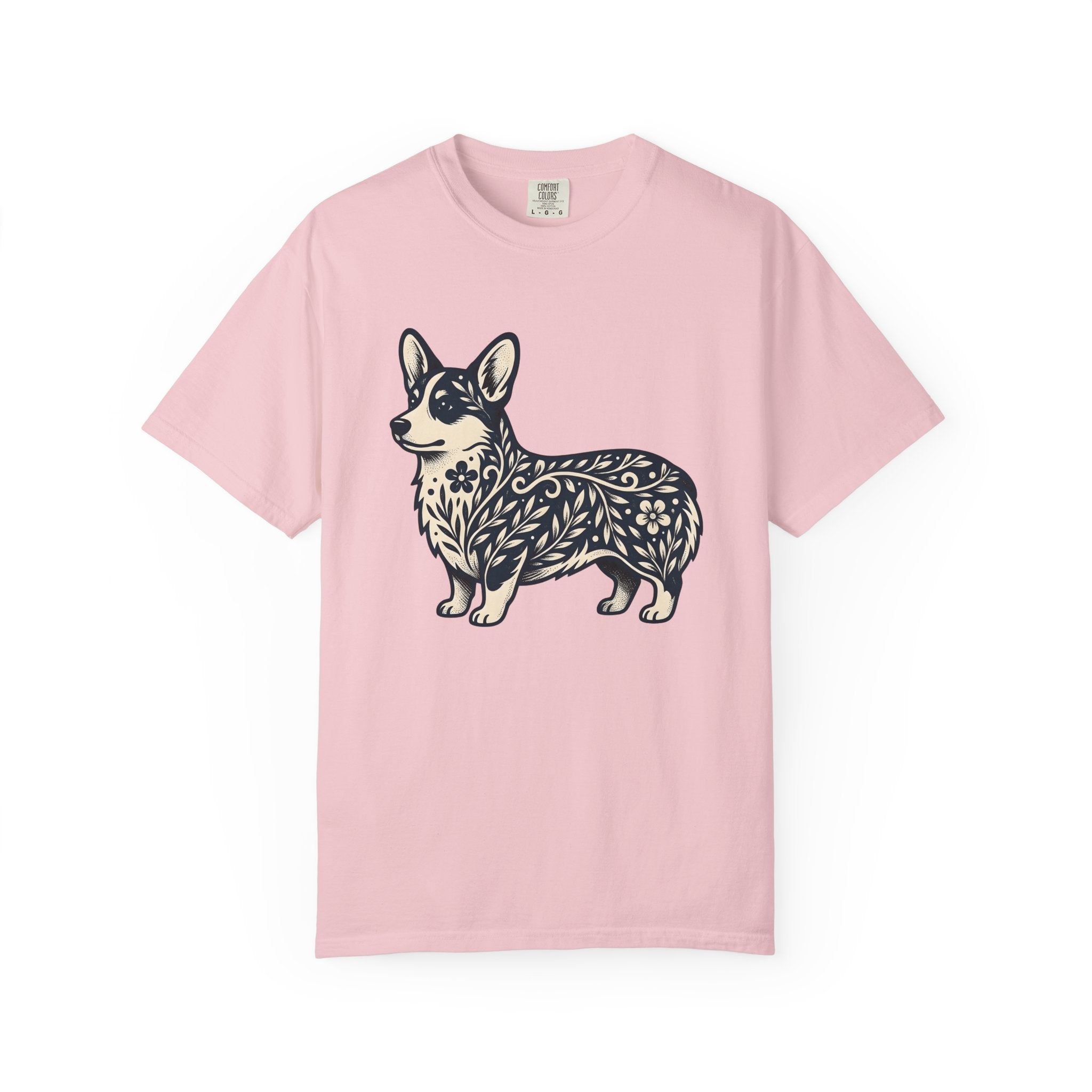 Corgi Pet Shirt Dog Blossom Gift Women Tribal Tee Puppy T-Shirt Dog Fan Canine Tshirt Floral Graphic Classic Botanical Print Tshirt