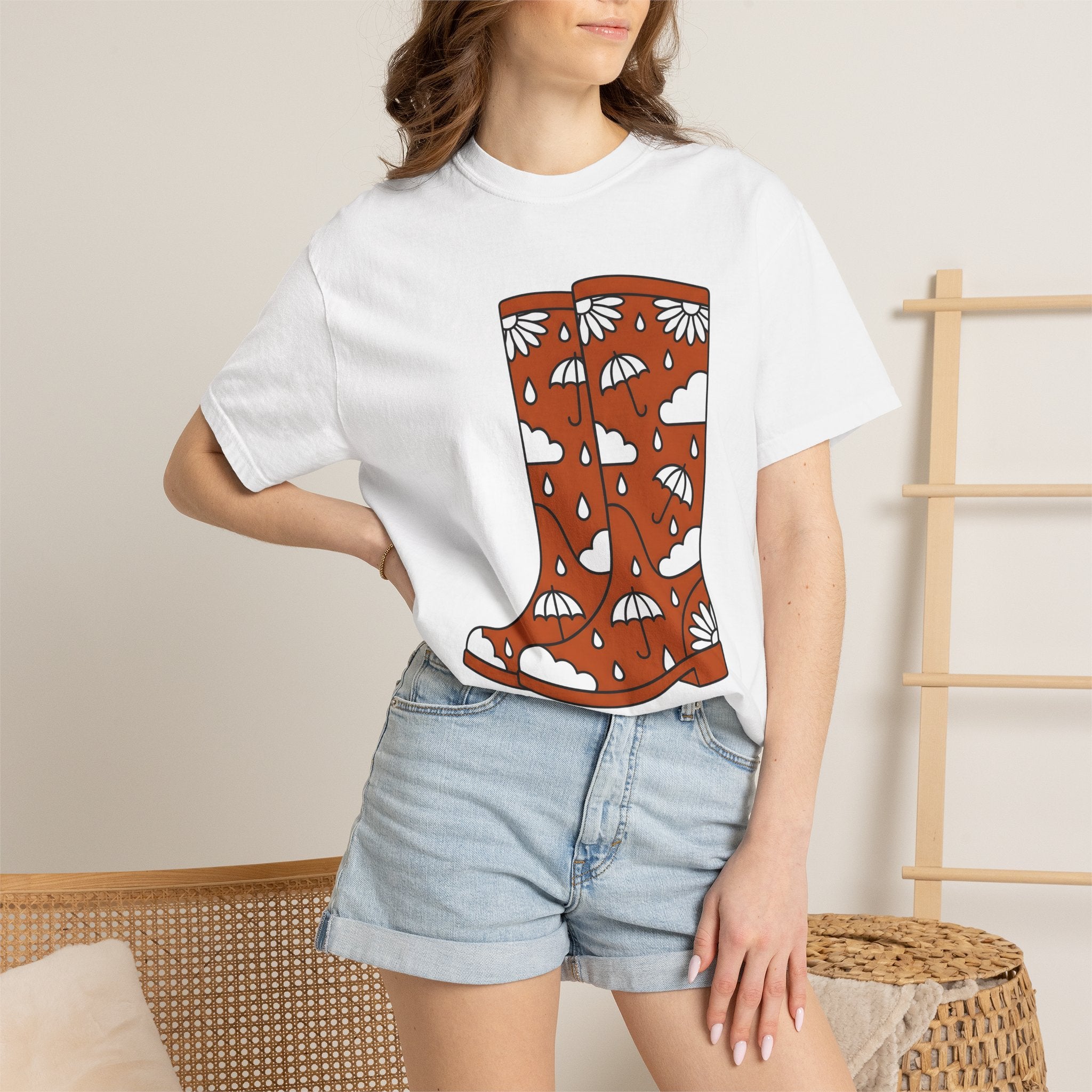 Rain Footwear Shirt Easter Nature Gift Women Fun Tee Rain Boots T-Shirt Easter Fan Rainy Day Tshirt Environmental Graphic Sleek Sunshade