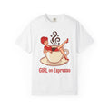Pinup Coffee Mug Shirt Coffee Fun Gift Women Hand Drawn Tee Coffee Cup T-Shirt Coffee Fan Illustrated Tshirt Humor Graphic Line Art Steam
