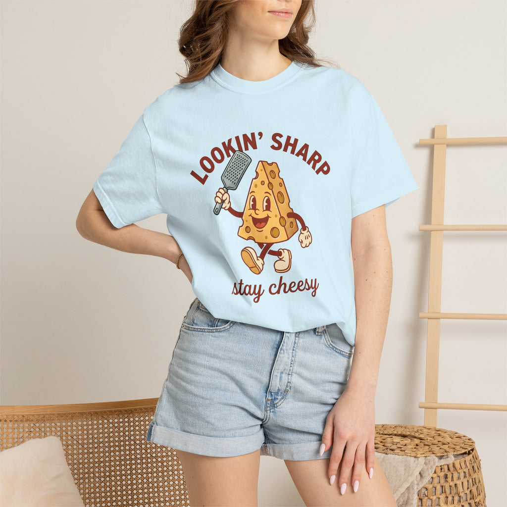 Cheese Mascot Shirt Food Pun Humor Gift Women Cartoon Tee Cheese Character T-Shirt Pun Fan Cheesy Graphic Vintage Cheese Grater Tshirt