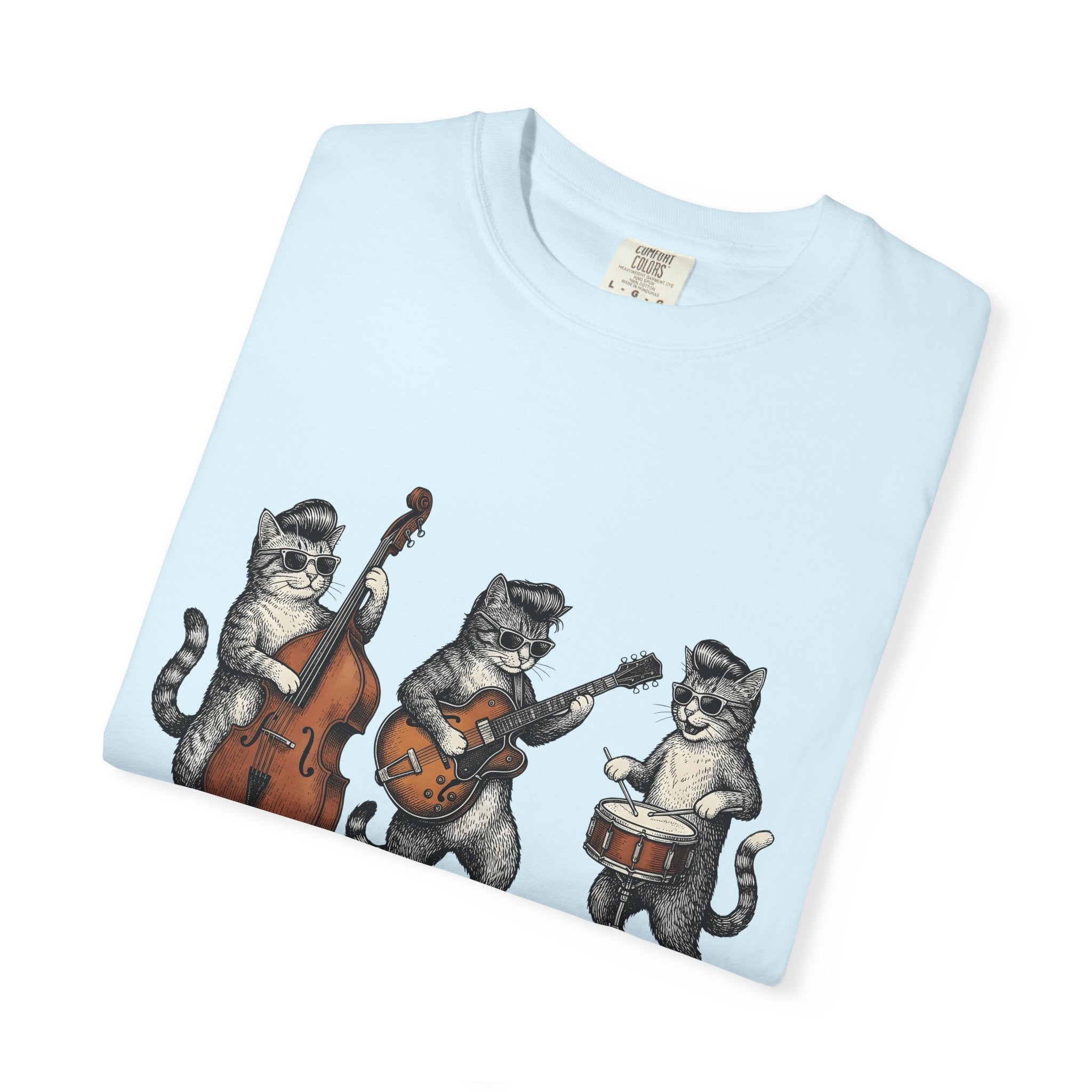 Kitty Group Shirt Cat Sound Gift Women Distressed Tee Cat T-Shirt Cat Fan Vintage Tshirt Audio Graphic Doodle Spectacles Tshirt