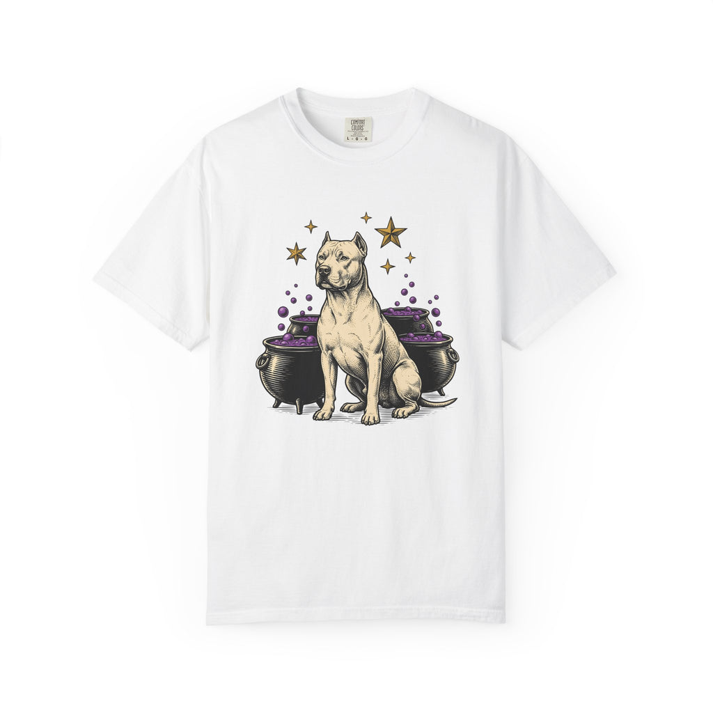 Pitbull Pup Shirt Dog Fall Gift Women Classic Graphic Tee Pitbull T-Shirt Dog Fan Vintage Tshirt Autumn Graphic Line Art Magic Pot Tshirt