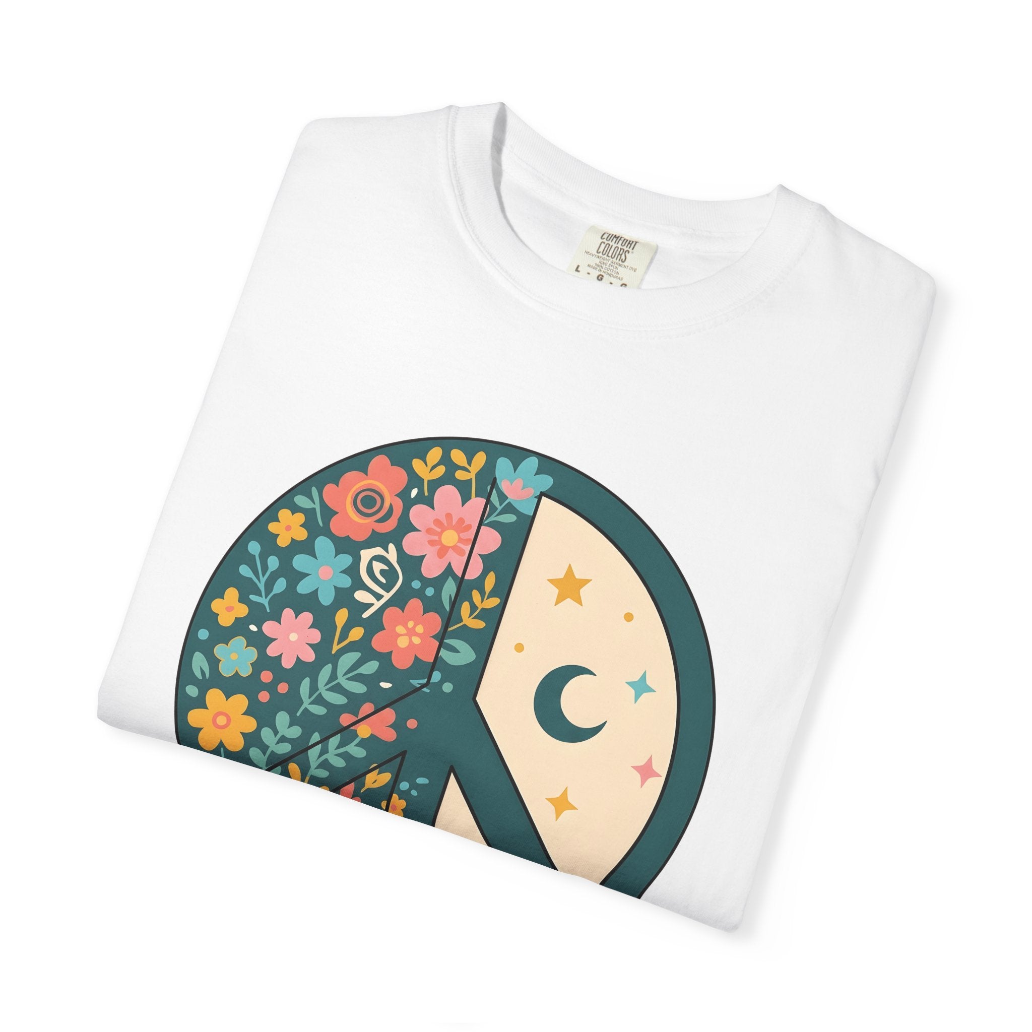 Peace Icon Shirt Boho Chic Tribal Gift Women Gypsy Tee Peace Sign T-Shirt Bohemian Enthusiast Hippie Tshirt Ethnic Graphic Classic Flower