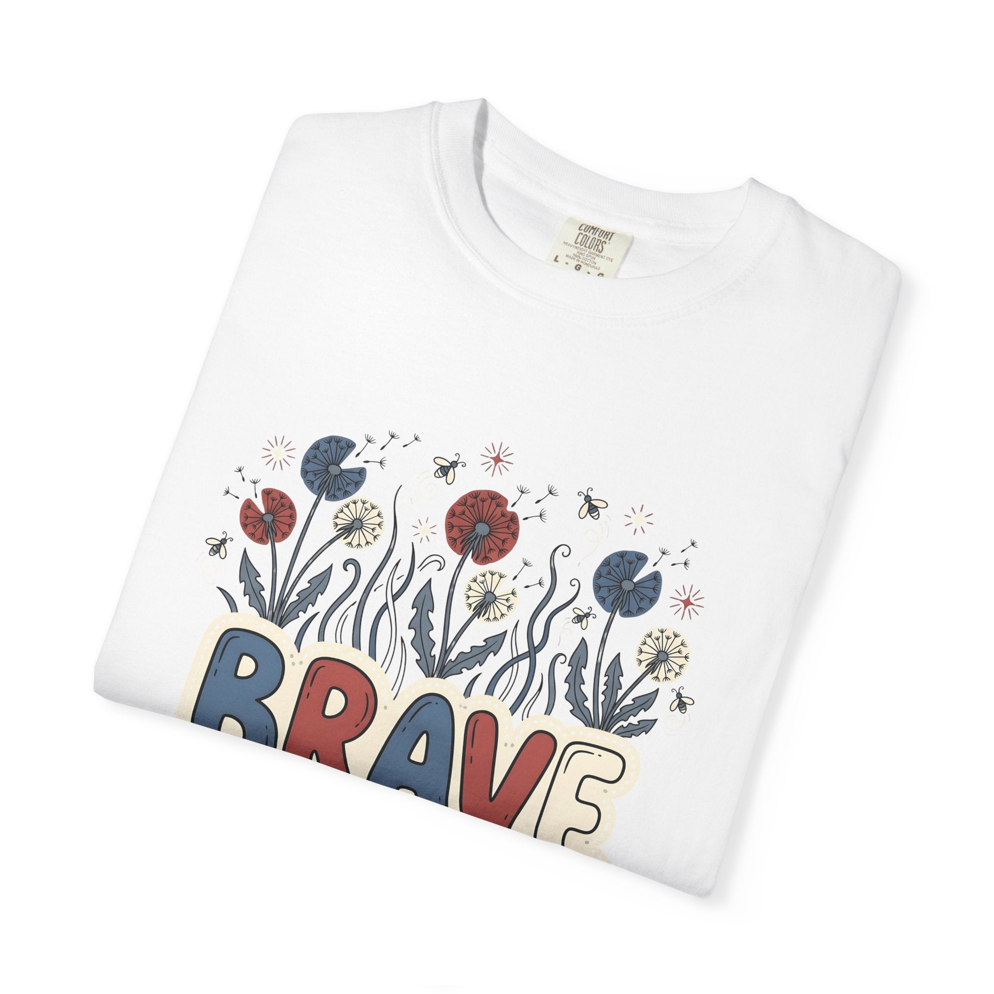 Dandelion Flowers Shirt 4th Of July Patriotic Gift Women Folk Art Tee Taraxacum T-Shirt Independence Fan Americana Graphic Tshirt Hand Drawn