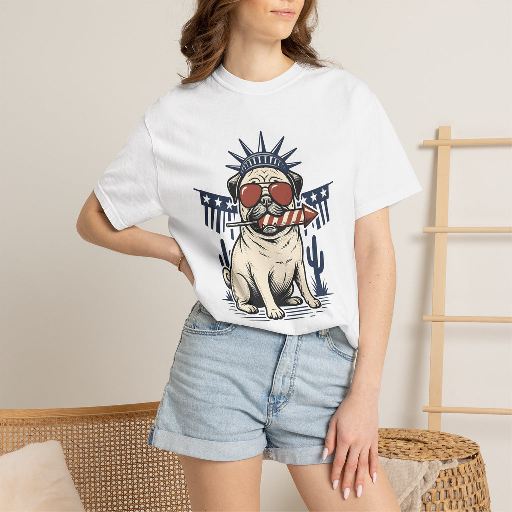 Pug Pet Shirt Dog Usa Gift Women Antique Tee Poodle T-Shirt Dog Fan Vintage Tshirt American Graphic Old School Sun Glasses Tshirt