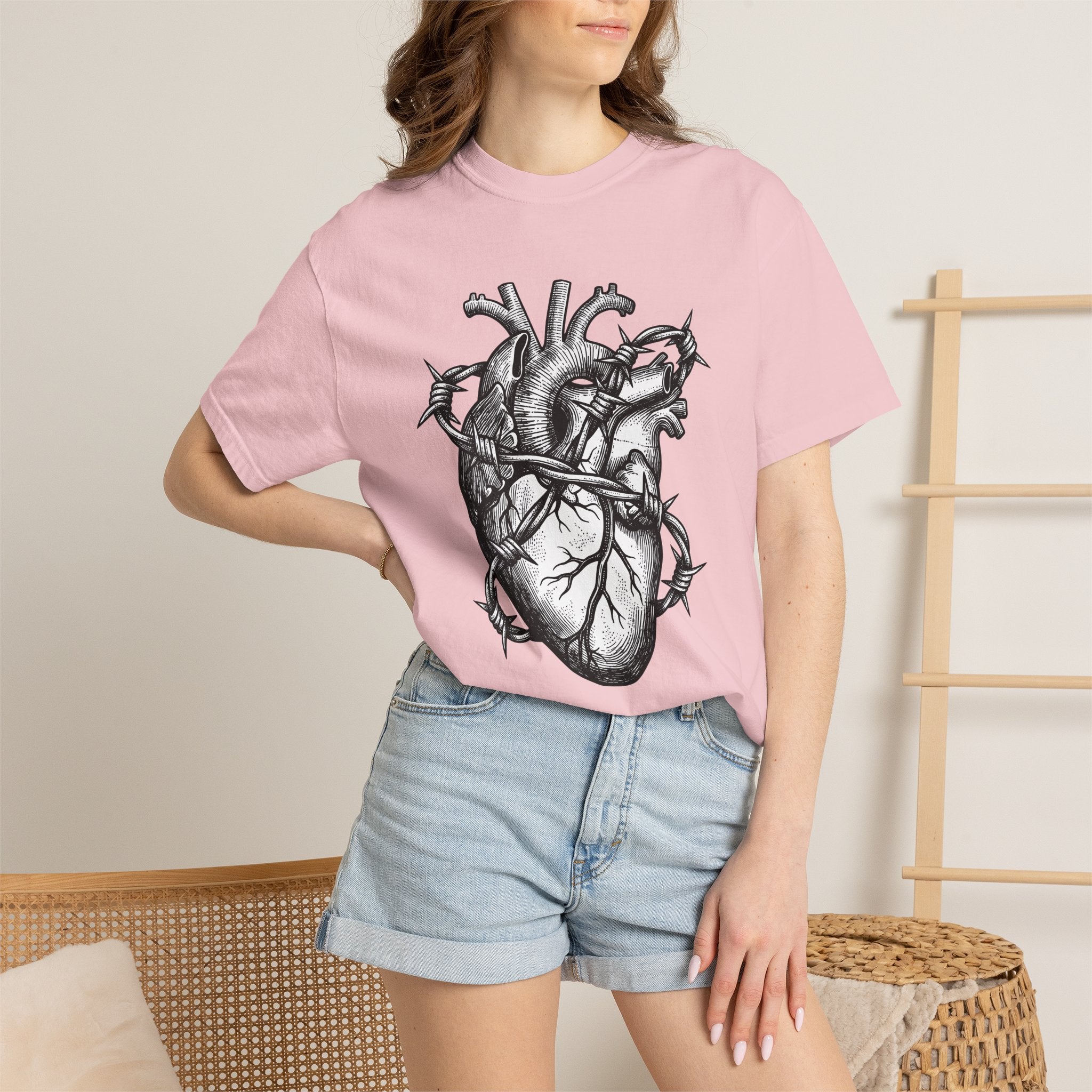 Human Heart Shirt Anatomical Heart Dark Gift Women Ink Tee Heart T-Shirt Cardiac Enthusiast Tattoo Tshirt Gothic Graphic Retro Wire Tshirt