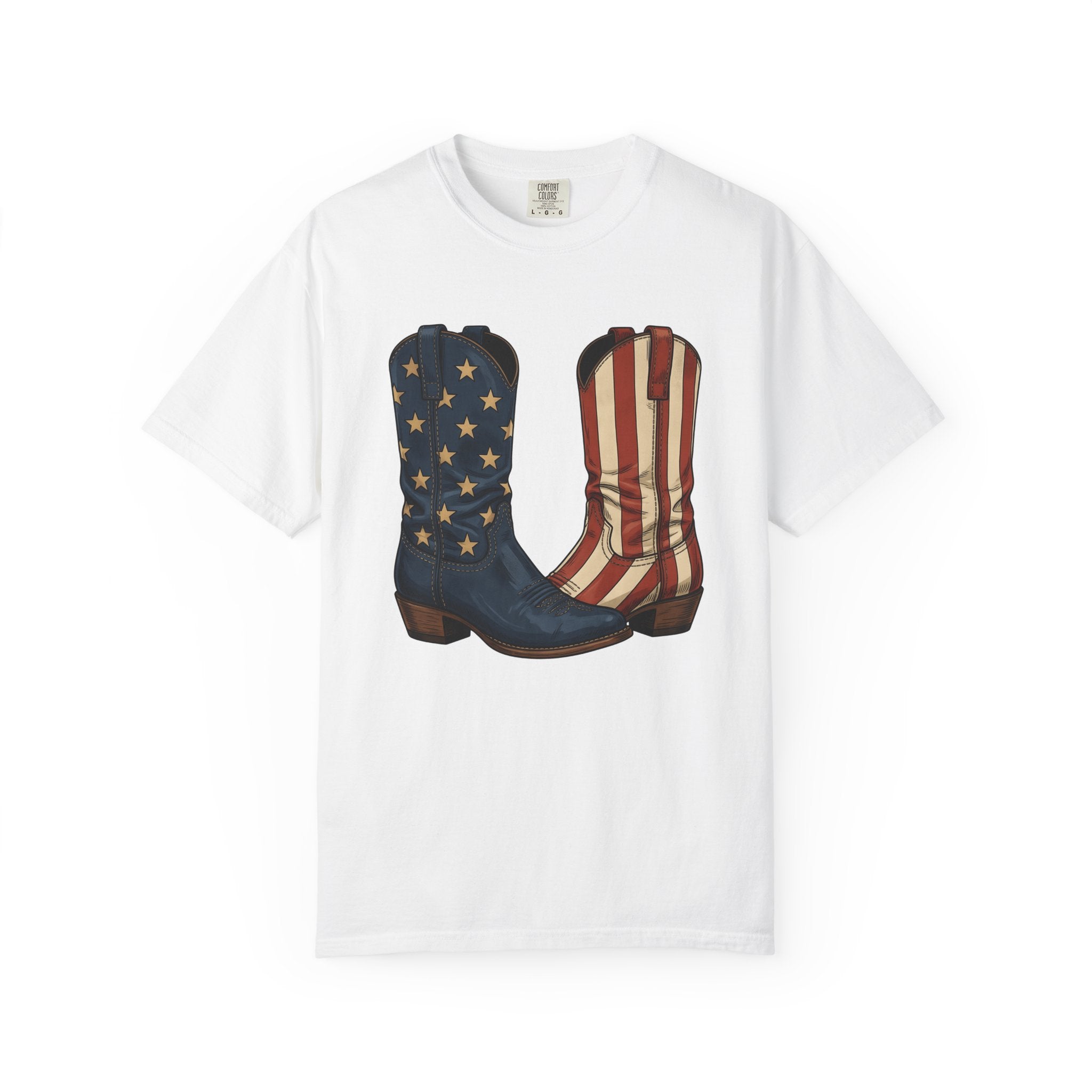 Cowboy Boots Shirt America Rodeo Gift Women Americana Tee Boots T-Shirt American Fan Country Tshirt Rodeo Graphic Hand Drawn Stars Tshirt