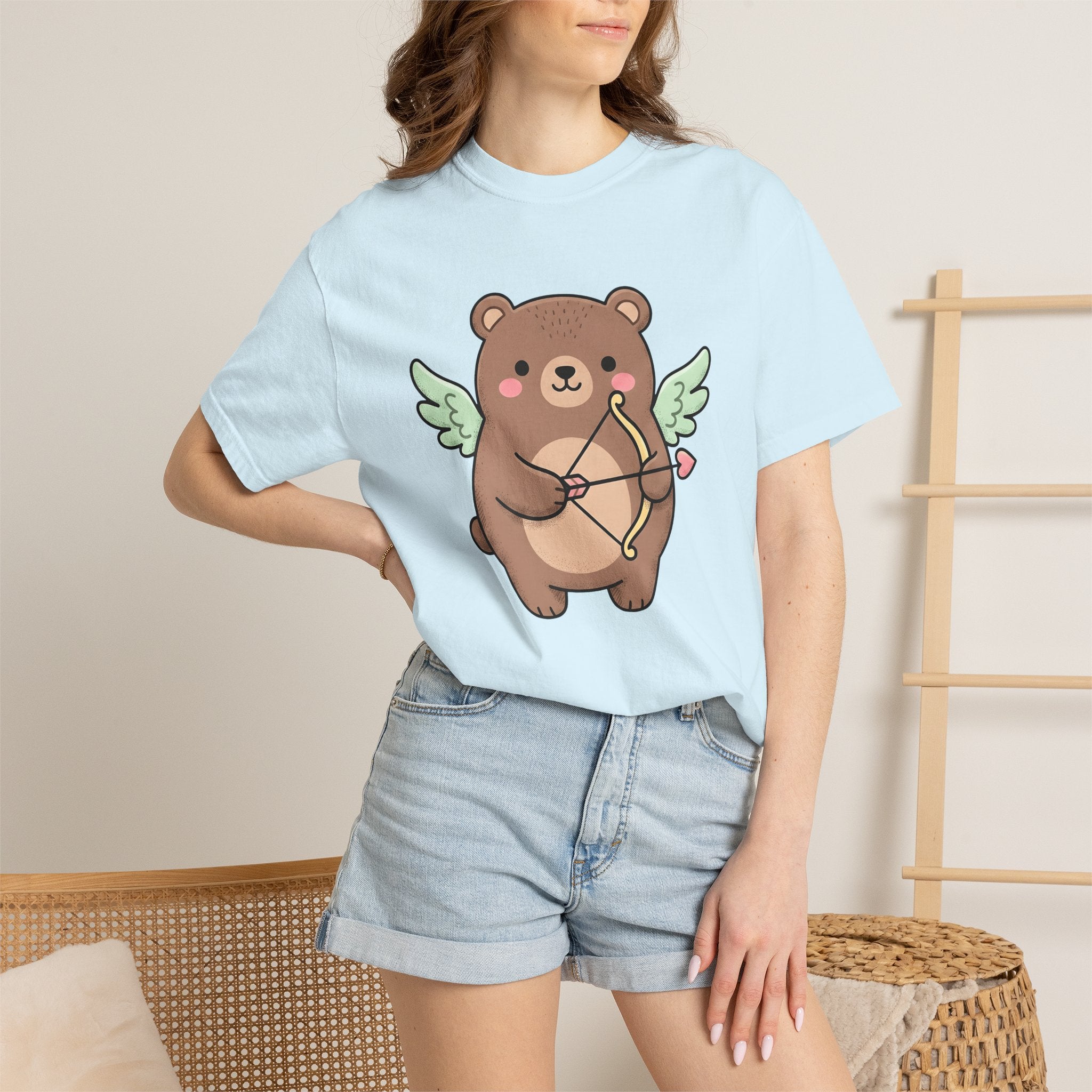 Cherub Bear Shirt Cute Romance Gift Women Cartoon Tee Teddy T-Shirt Kawaii Fan Comic Tshirt Love Graphic Sketch Cupid Arrow Tshirt