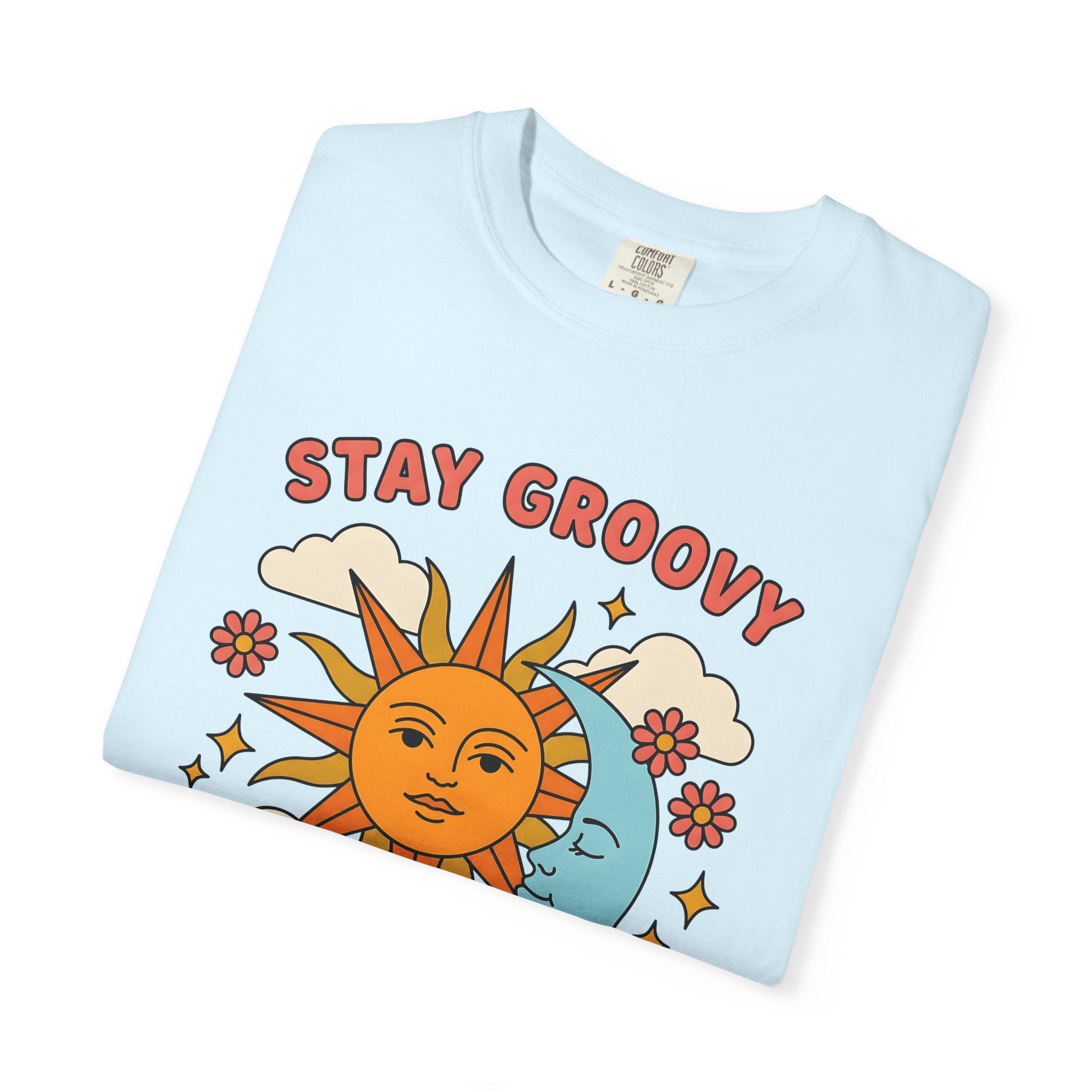 Sun Moon Print Shirt Boho Chic Stars Gift Women Funky Tee Lunar T-Shirt Bohemian Fan Groovy Tshirt Celestial Graphic Old School Bloom Tshirt