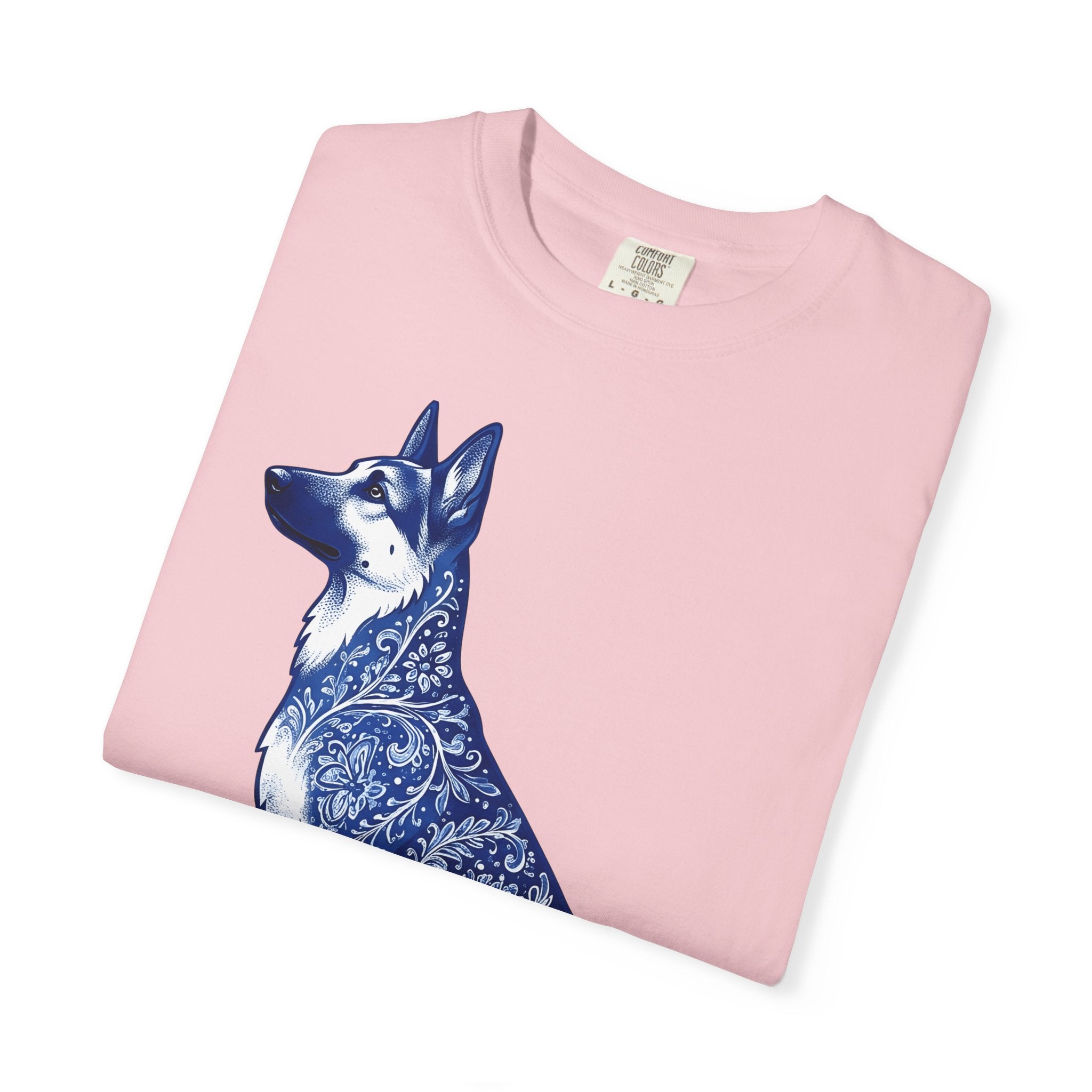 German Shepherd Shirt Dog Animal Gift Women Boho Tee Alsatian T-Shirt Dog Fan Canine Tshirt Creature Graphic Vintage Floral Tshirt