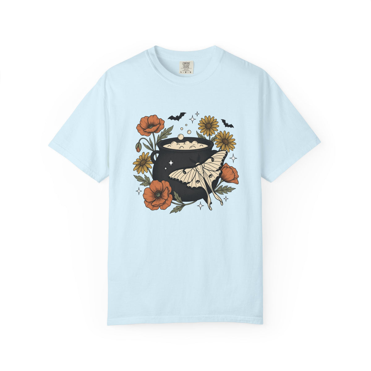 Magic Pot Shirt Halloween Sorcery Gift Women Bohemian Tee Cauldron T-Shirt Spooky Fan Witchcraft Tshirt Magic Graphic Retro Luna Butterfly