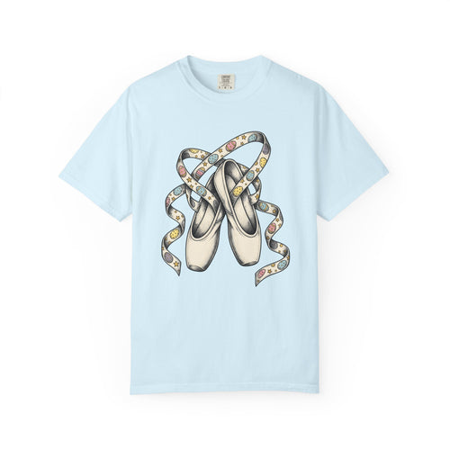 Ballet Flats Shirt Easter Recital Gift Women Cartoon Tee Dance Shoes T-Shirt Easter Fan Toon Tshirt Performance Graphic Sketch Painted Eggs